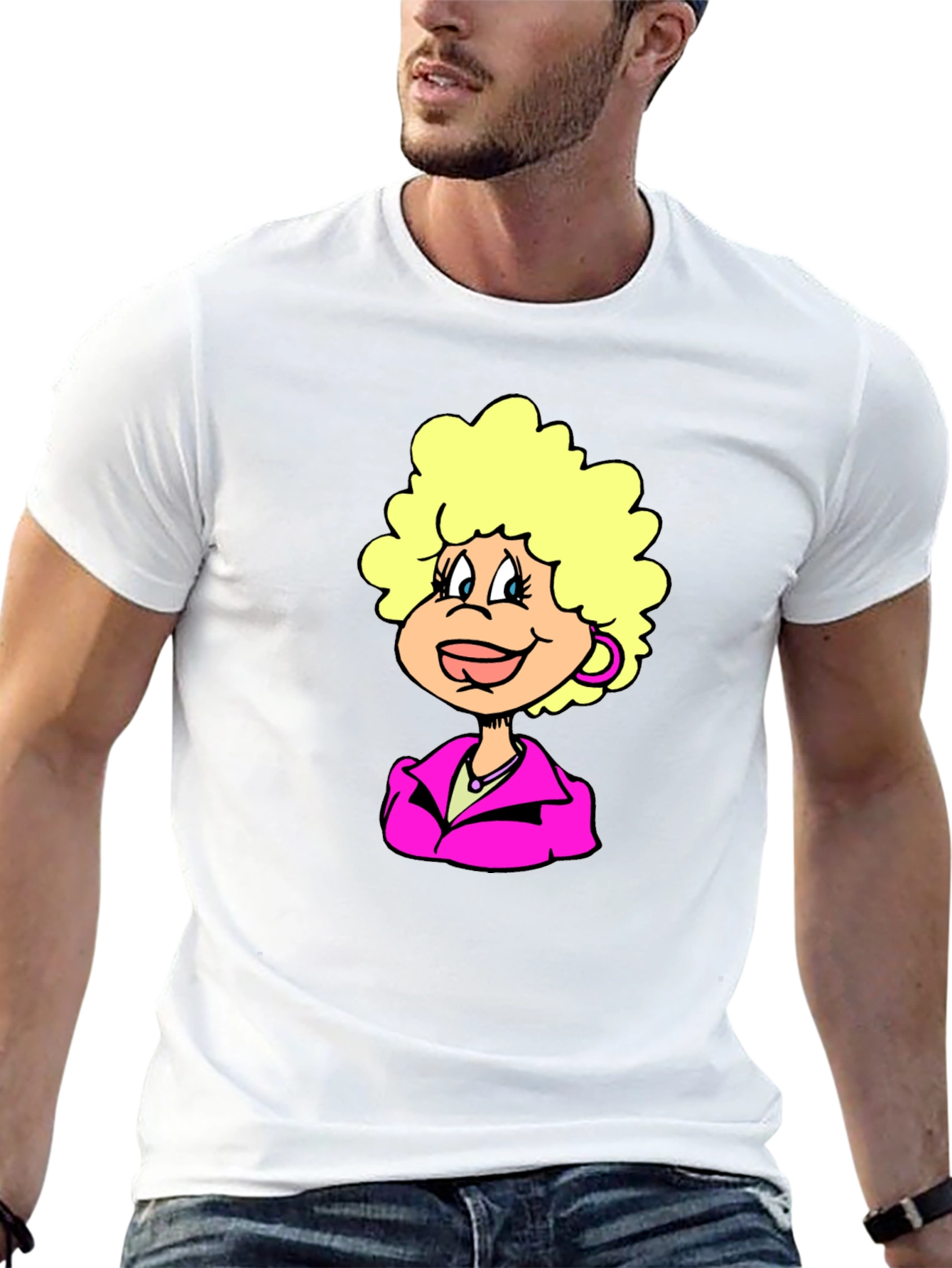 Fun Cartoon Character Graphic Tee - Black