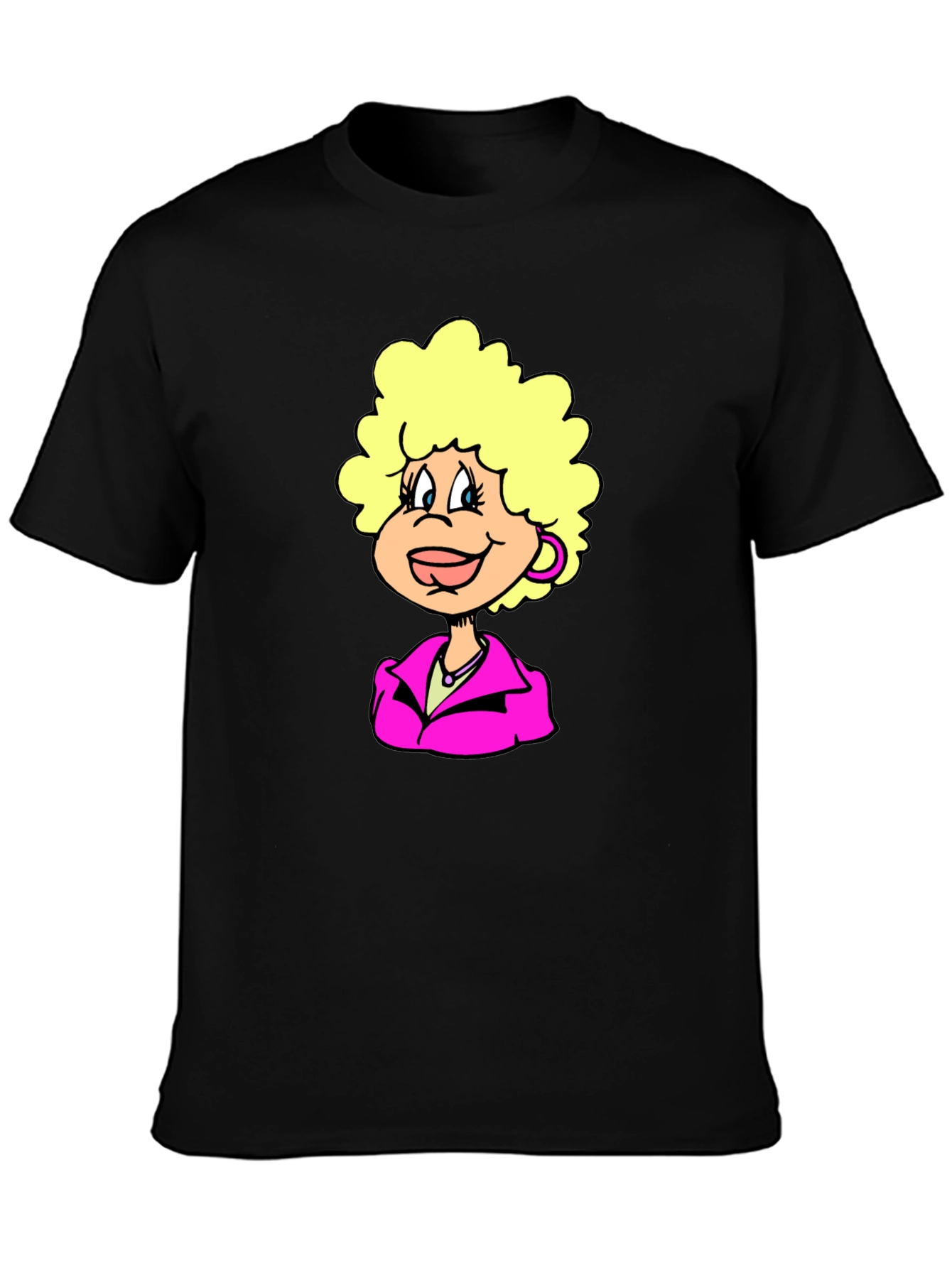 Fun Cartoon Character Graphic Tee - Black