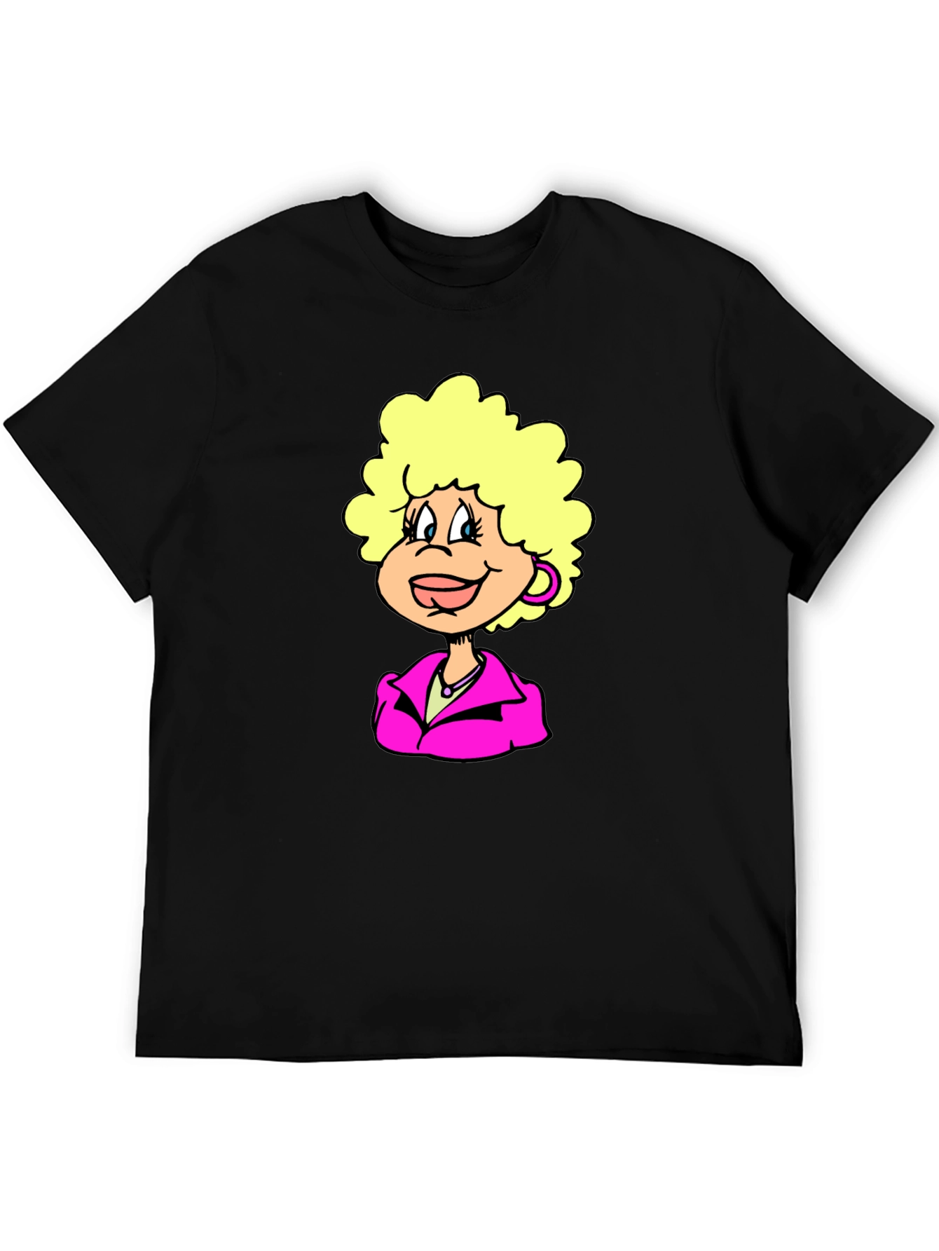 Fun Cartoon Character Graphic Tee - Black