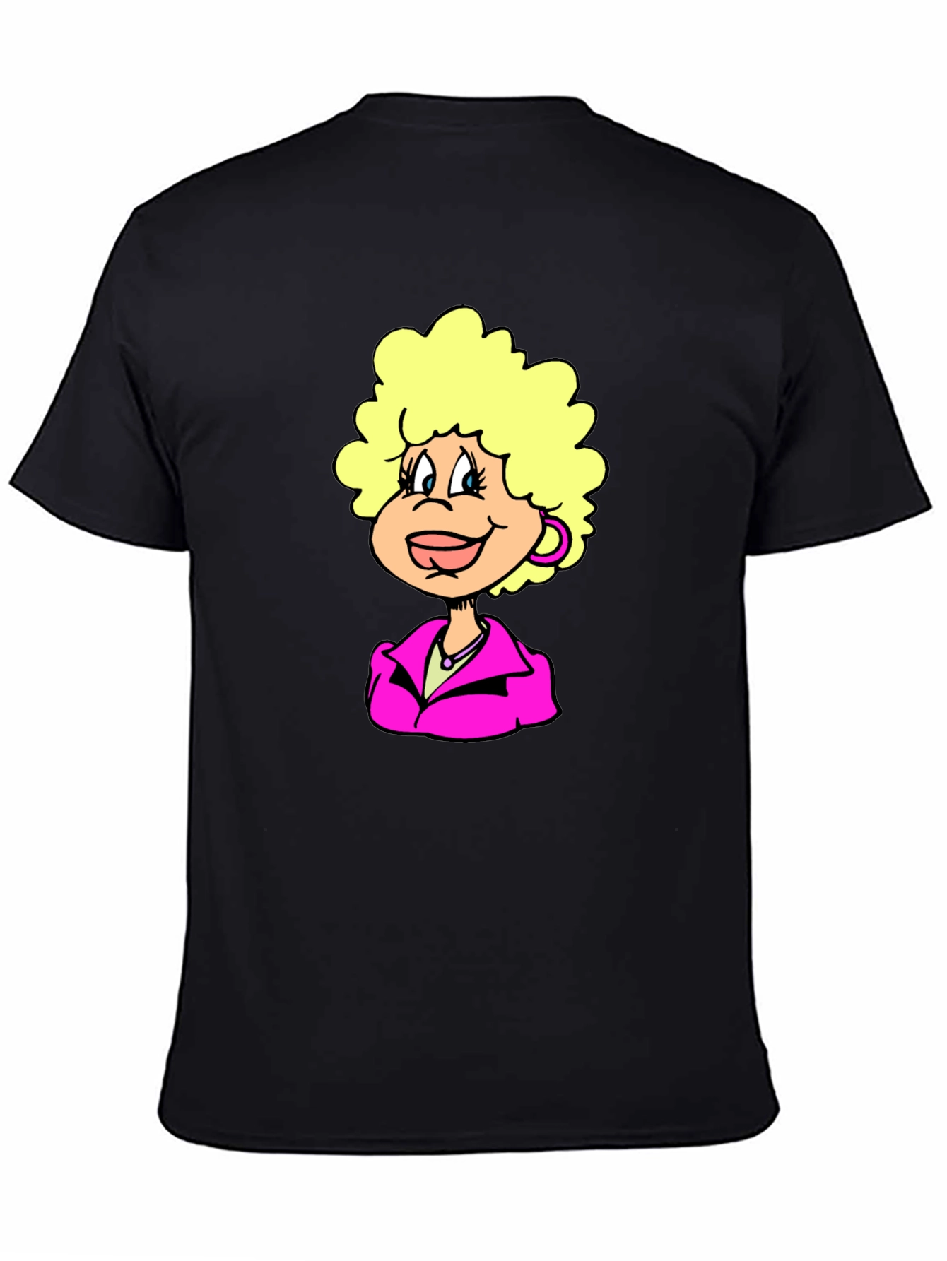 Fun Cartoon Character Graphic Tee - Black