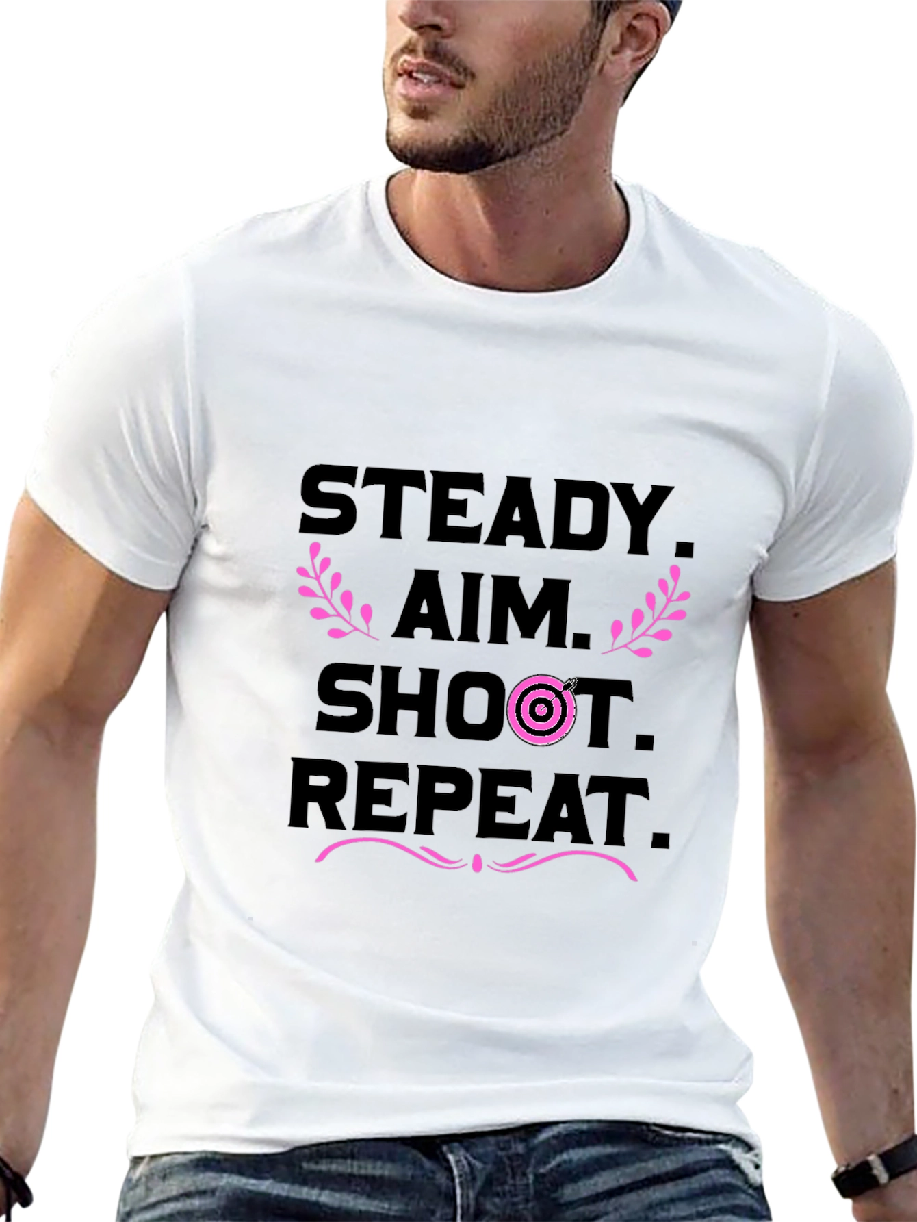 Steady Aim Shoot Repeat Black T-Shirt