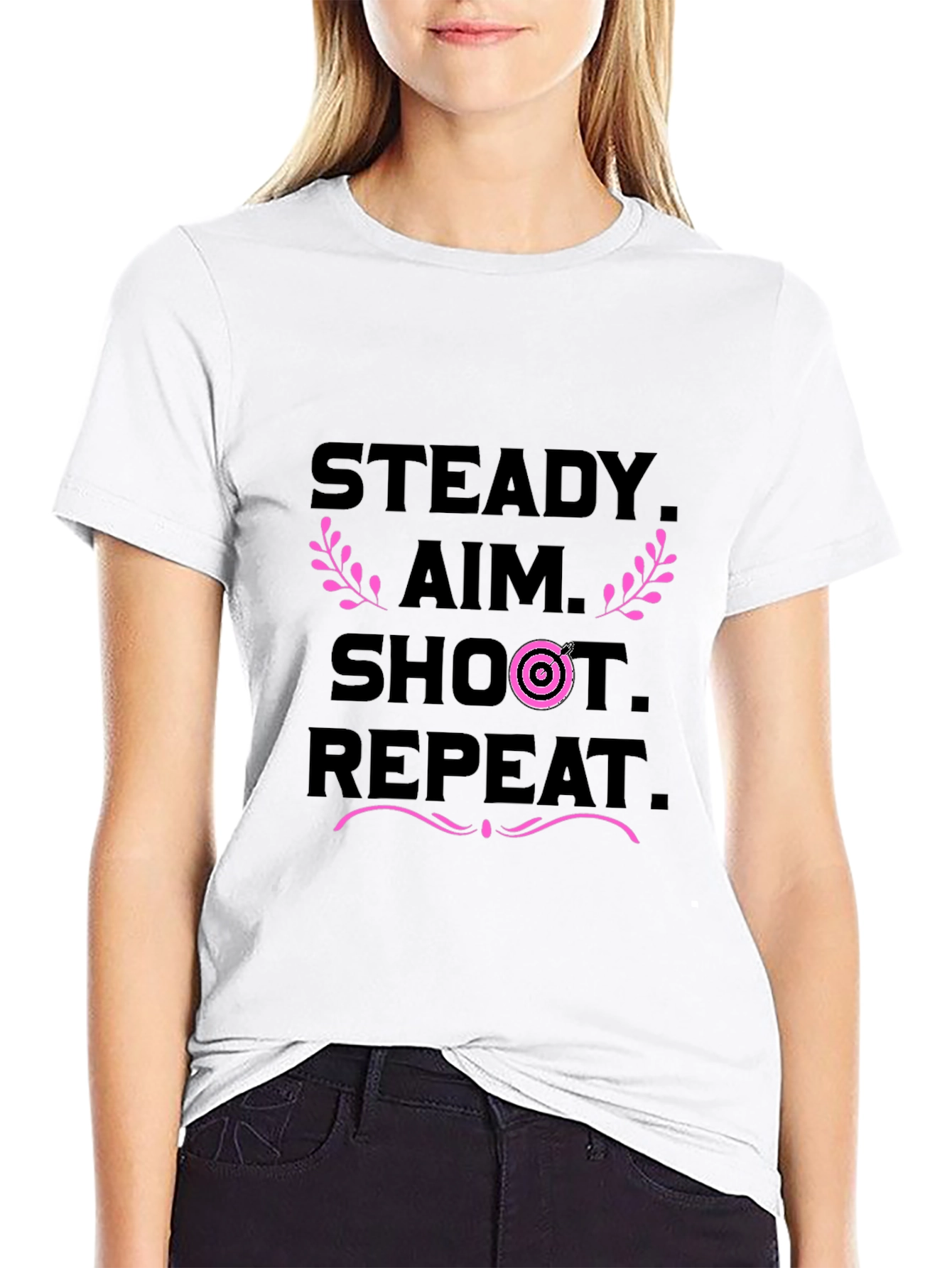 Steady Aim Shoot Repeat Black T-Shirt