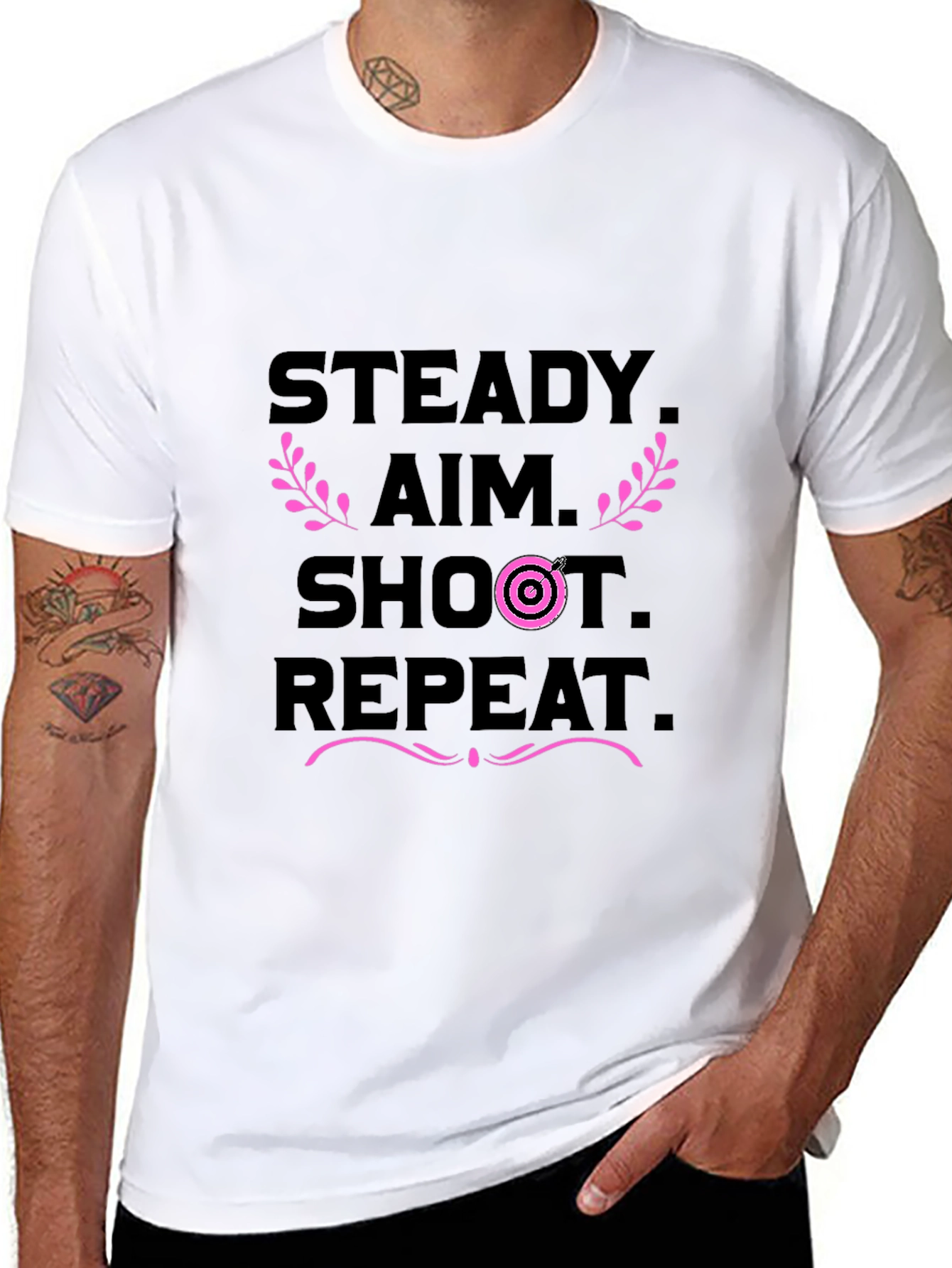 Steady Aim Shoot Repeat Black T-Shirt