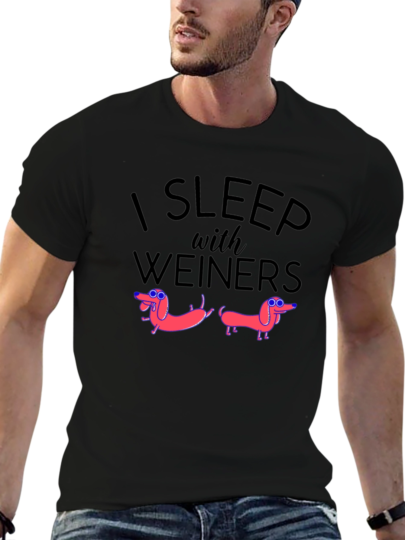 I Sleep With Weiners Novelty Graphic T-Shirt