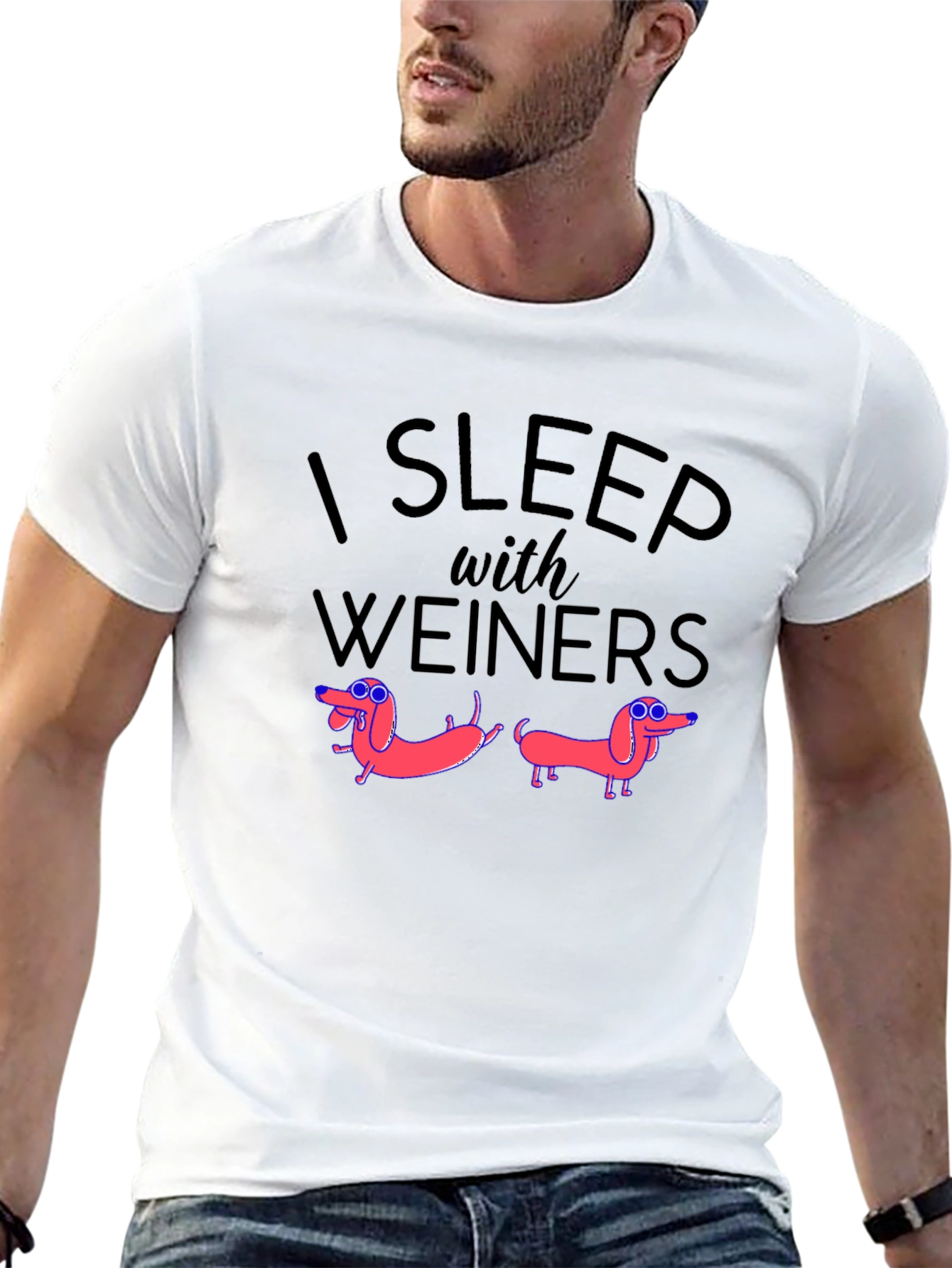I Sleep With Weiners Novelty Graphic T-Shirt