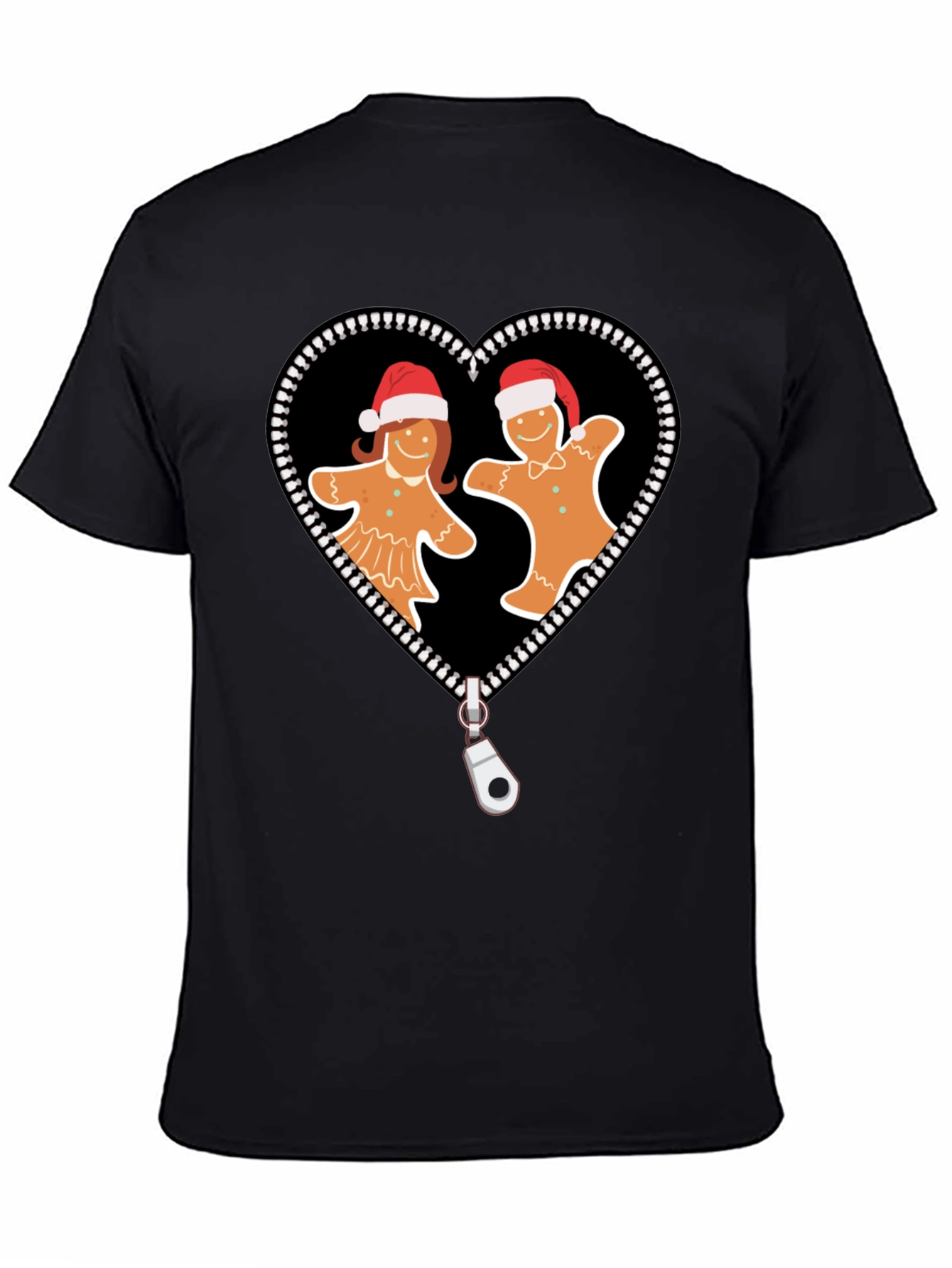 Gingerbread Couple Zipper Heart Graphic Tee