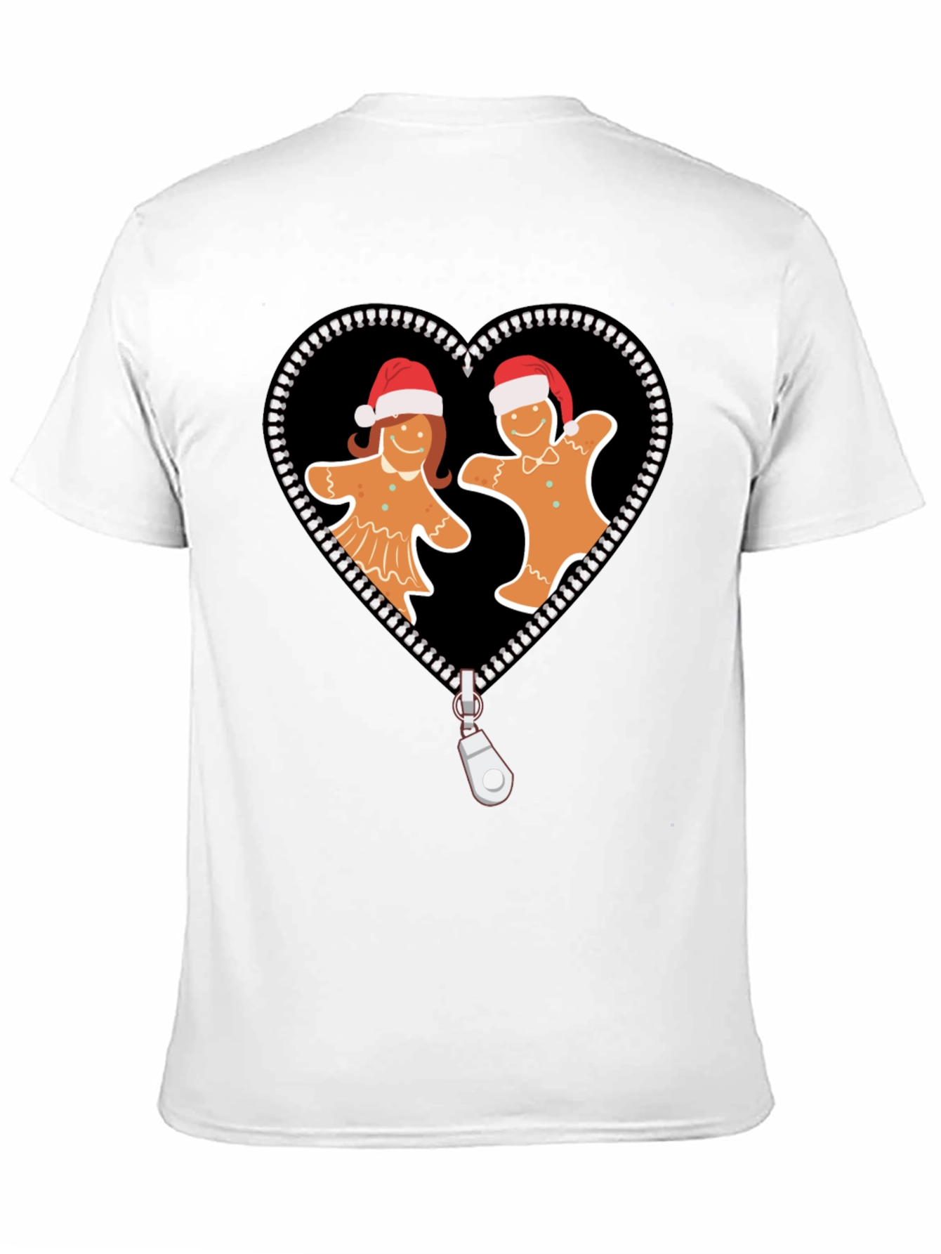 Gingerbread Couple Zipper Heart Graphic Tee