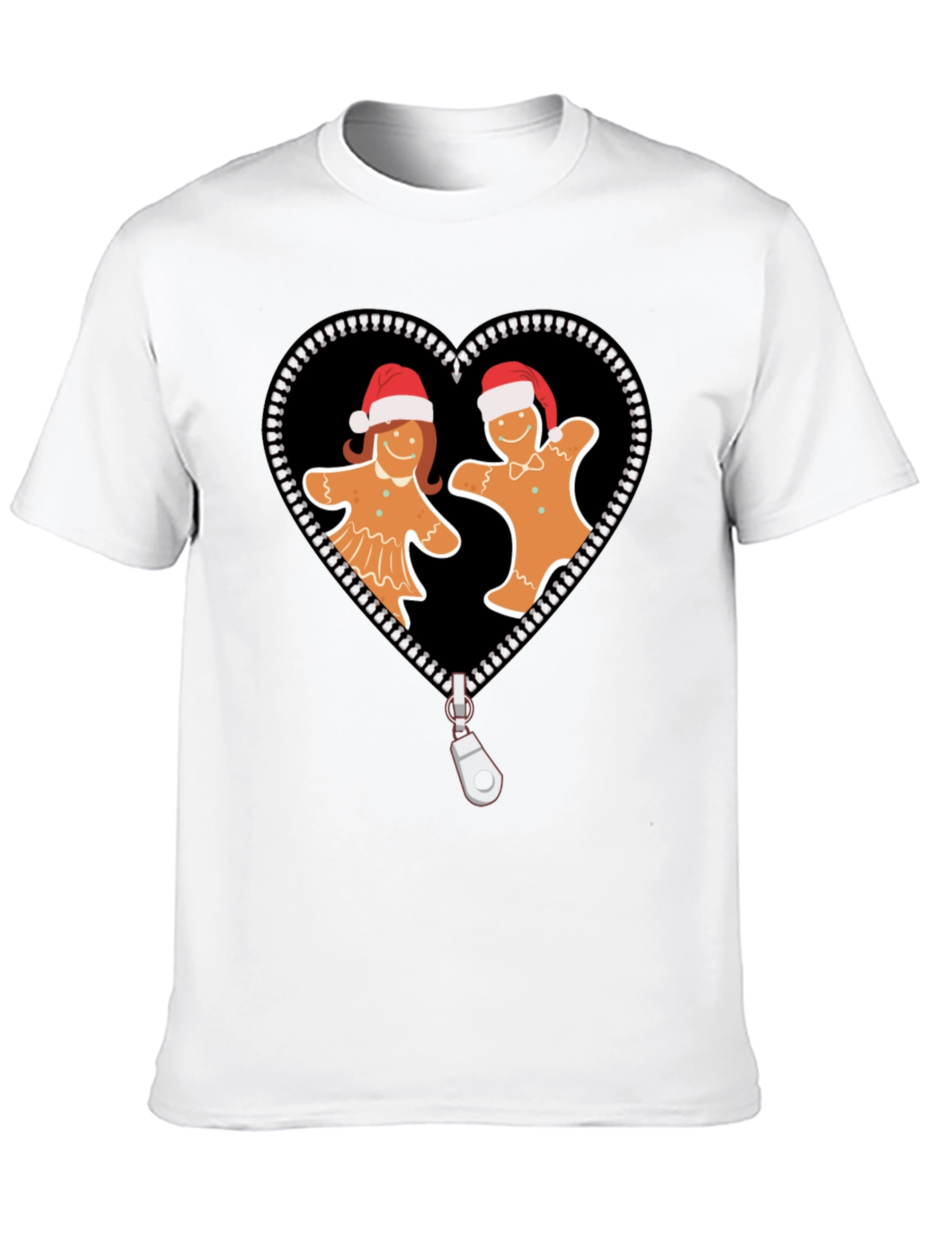Gingerbread Couple Zipper Heart Graphic Tee