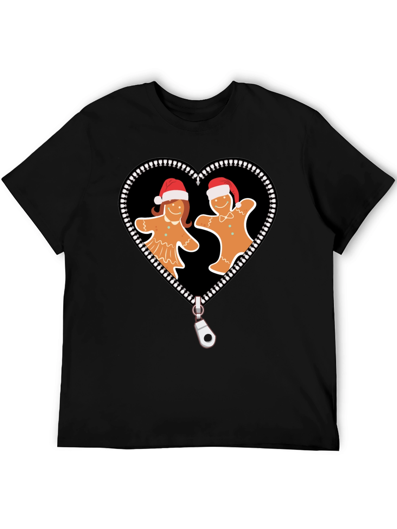 Gingerbread Couple Zipper Heart Graphic Tee