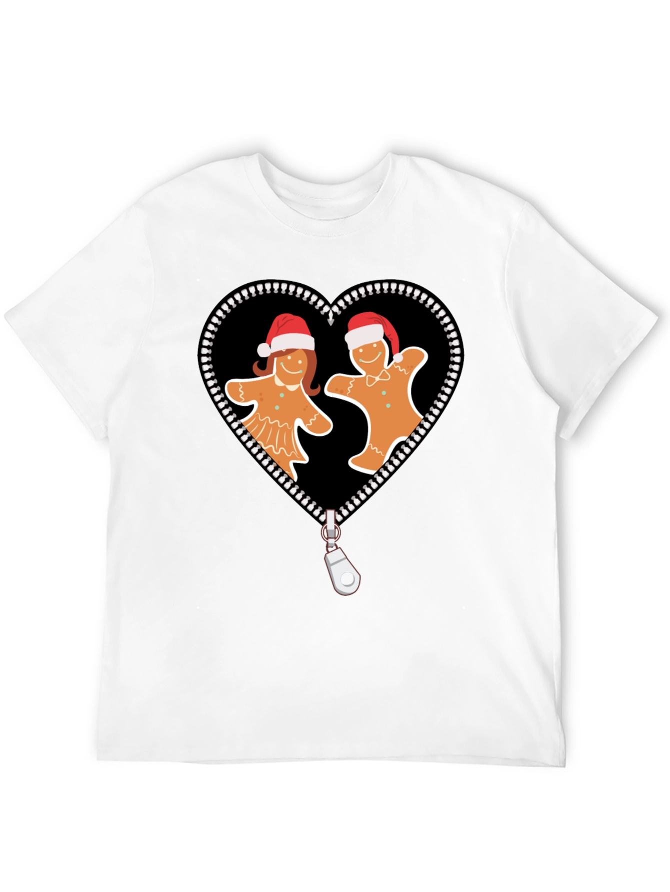 Gingerbread Couple Zipper Heart Graphic Tee