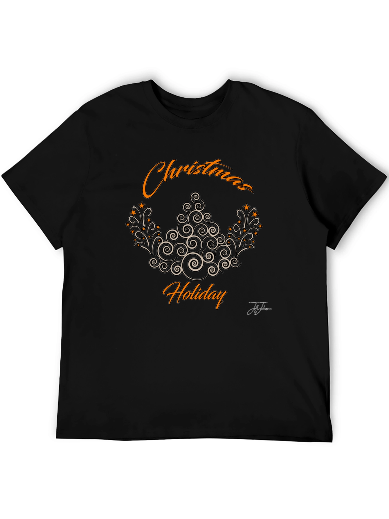 Festive Christmas Holiday Graphic Tee - Black