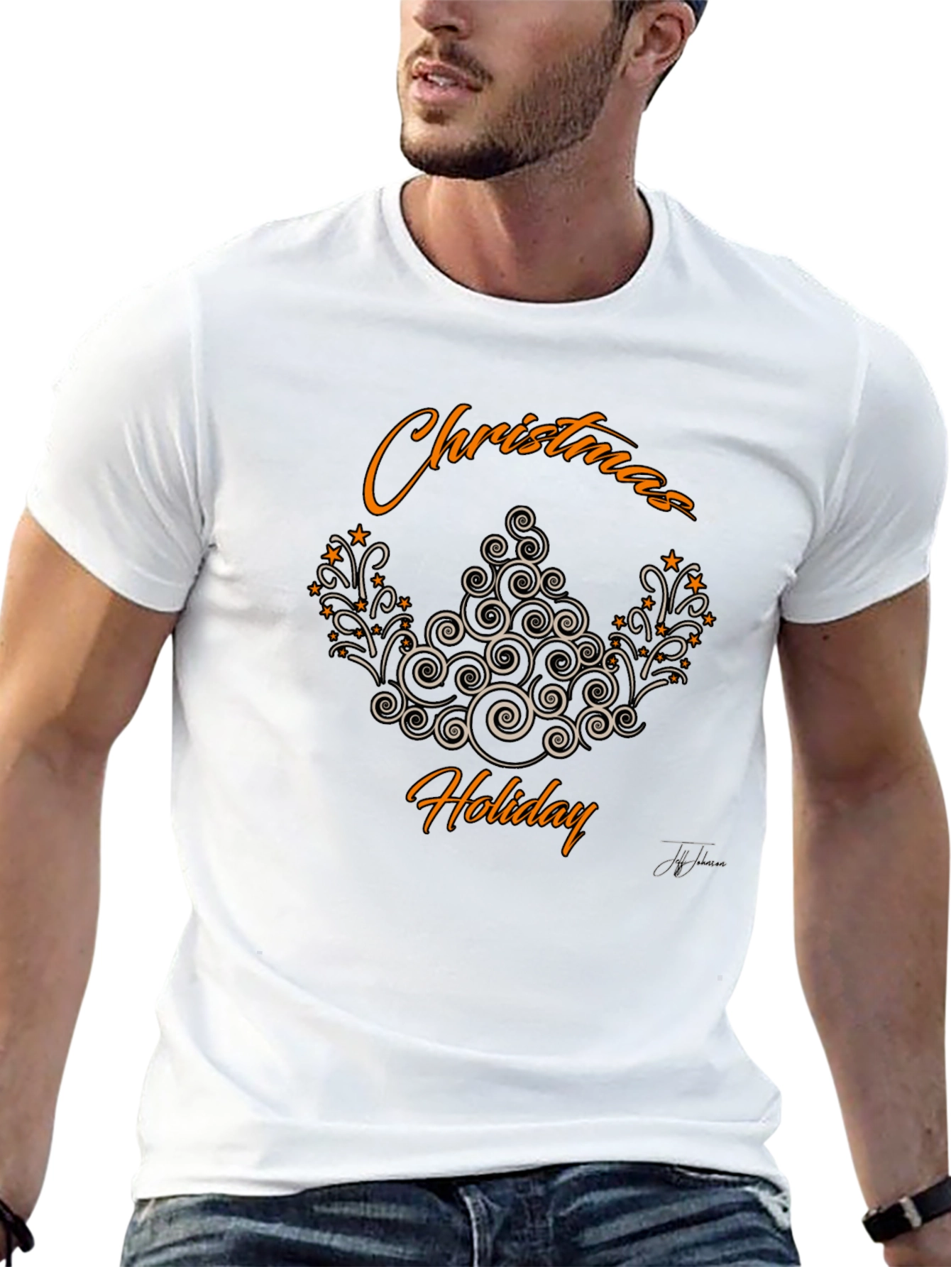 Festive Christmas Holiday Graphic Tee - Black
