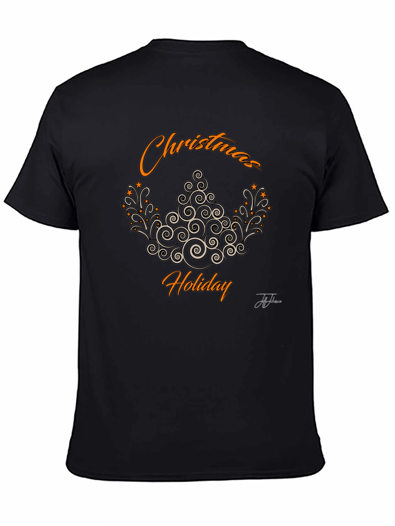Festive Christmas Holiday Graphic Tee - Black