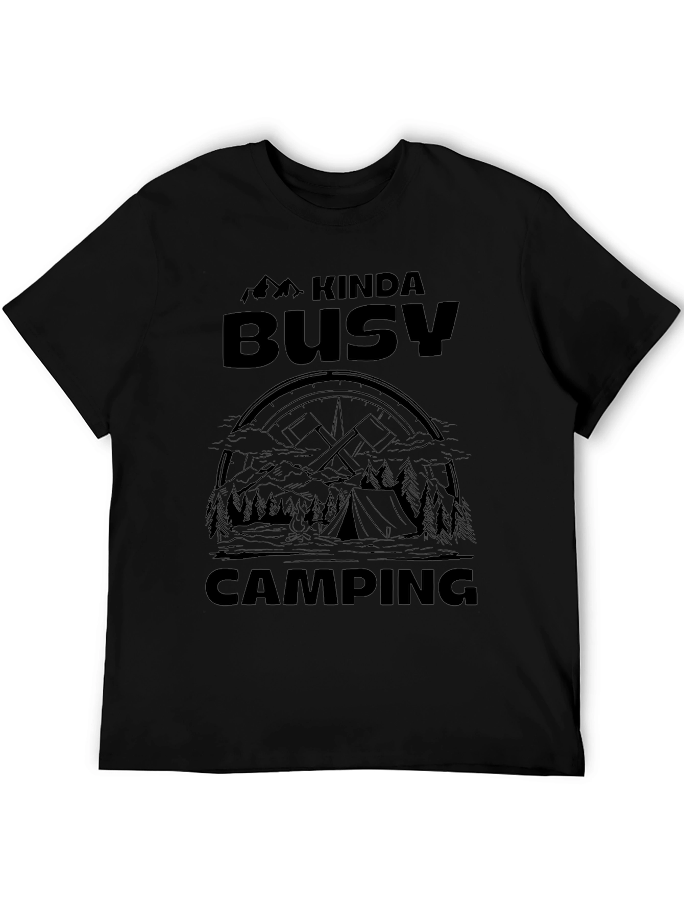 Kinda Busy Camping Graphic Tee - Black Cotton