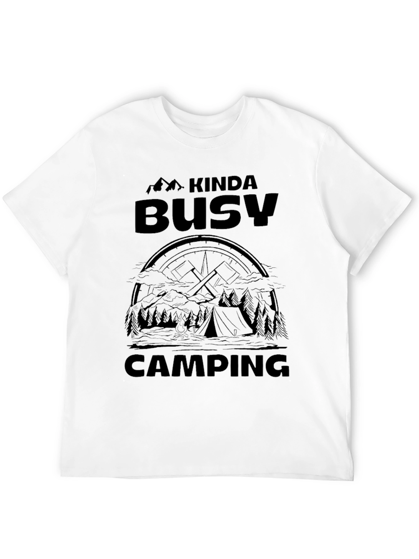 Kinda Busy Camping Graphic Tee - Black Cotton