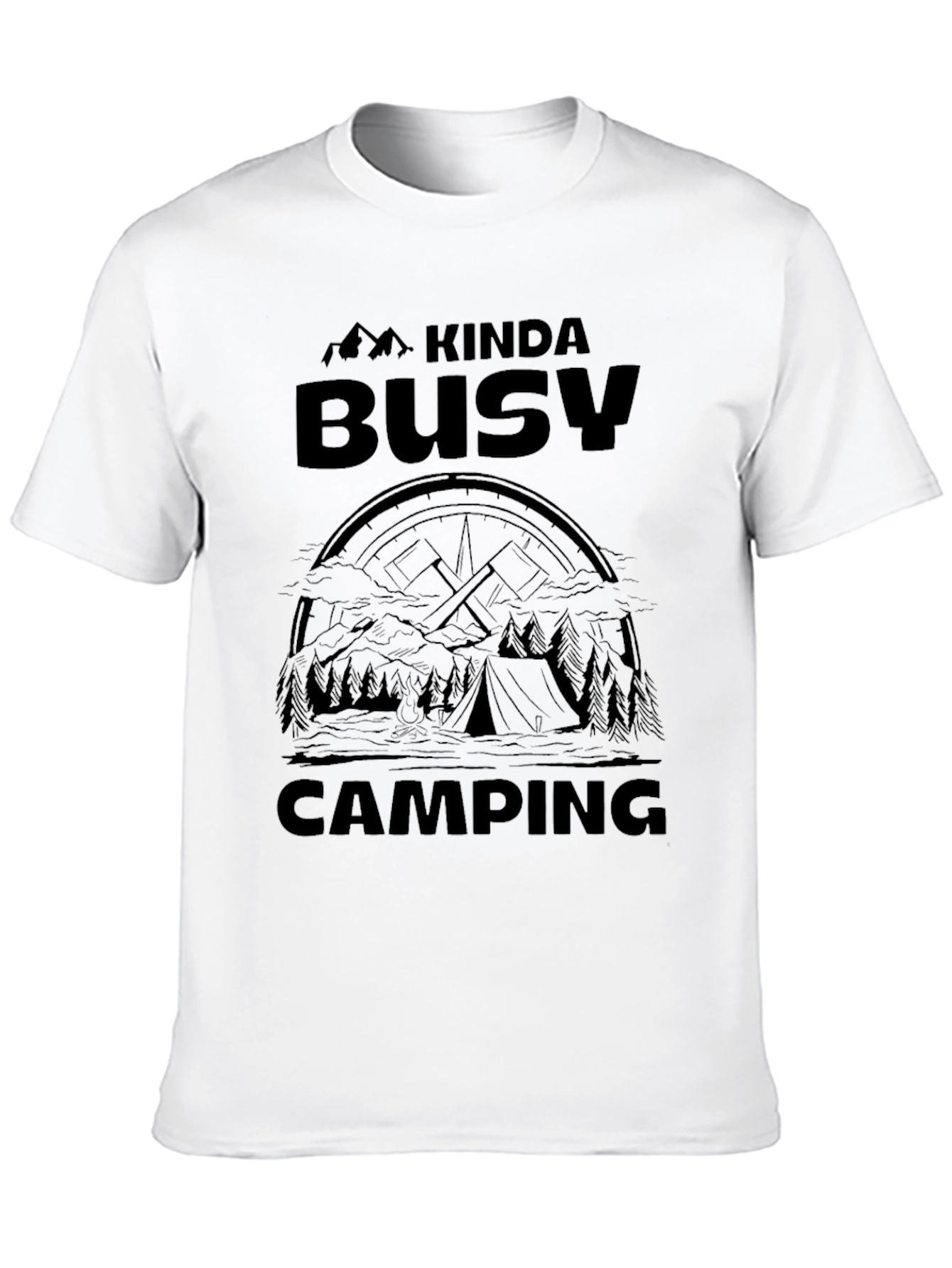 Kinda Busy Camping Graphic Tee - Black Cotton