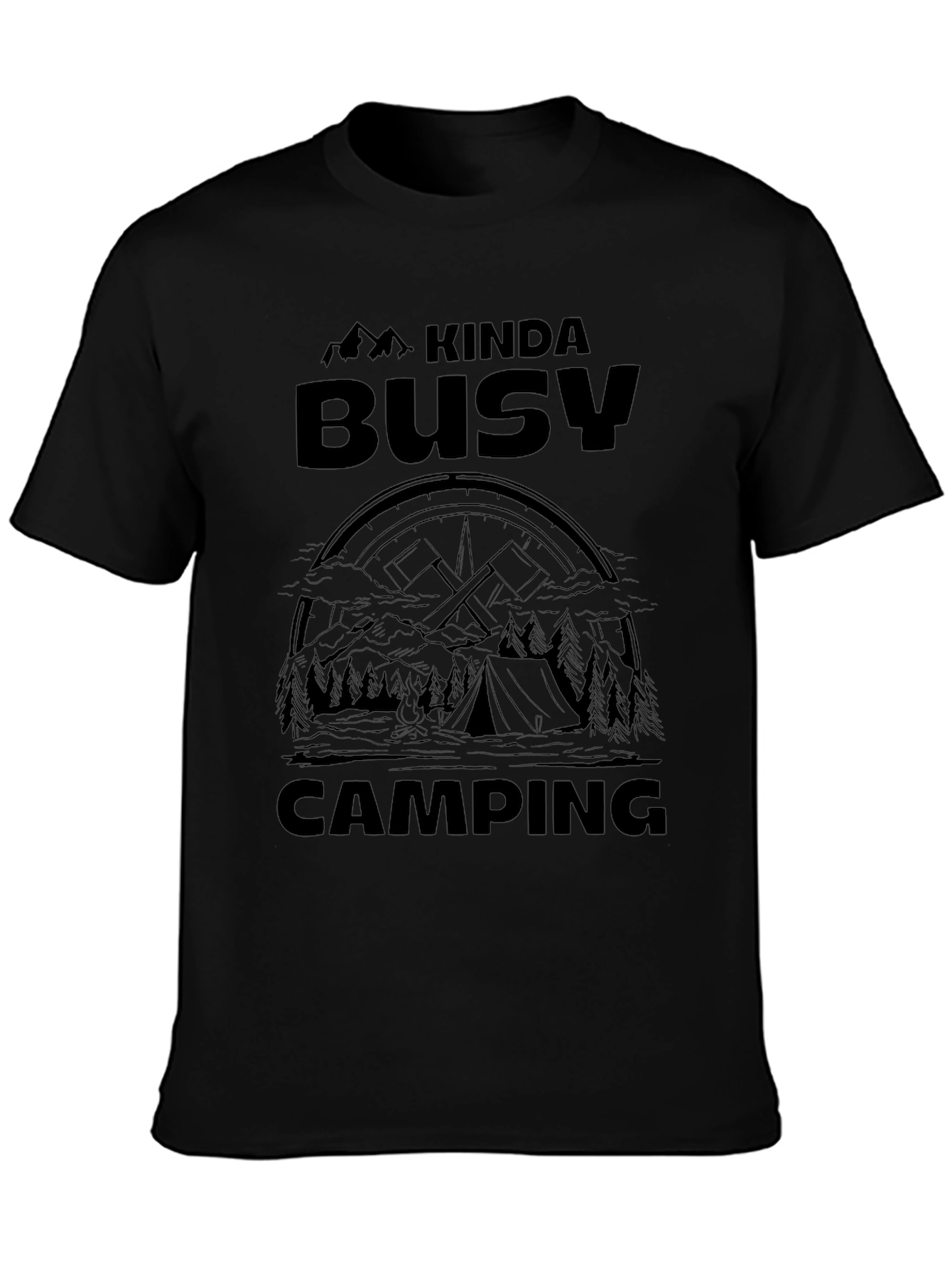 Kinda Busy Camping Graphic Tee - Black Cotton