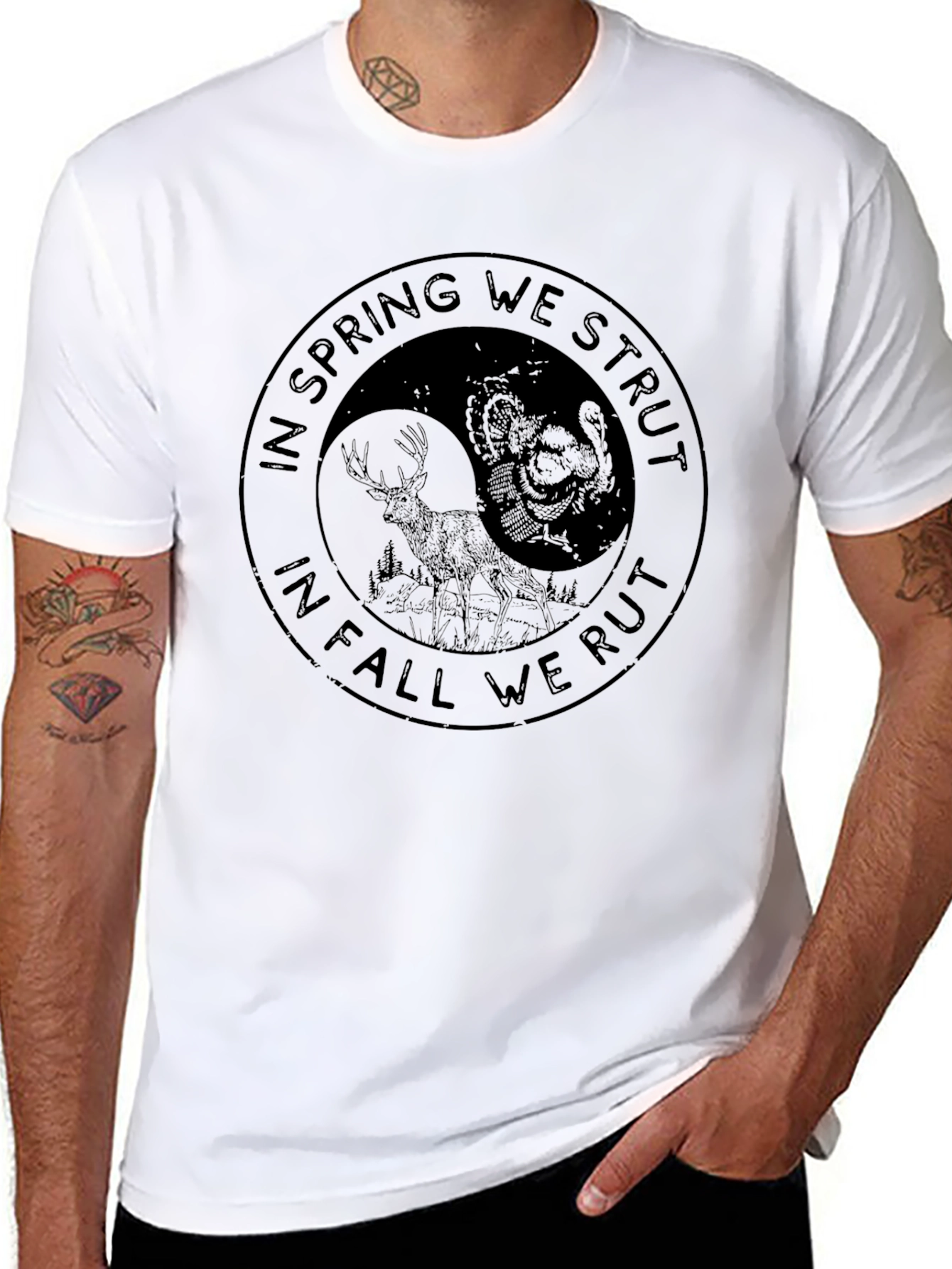 In Spring We Strut Black Graphic Tee