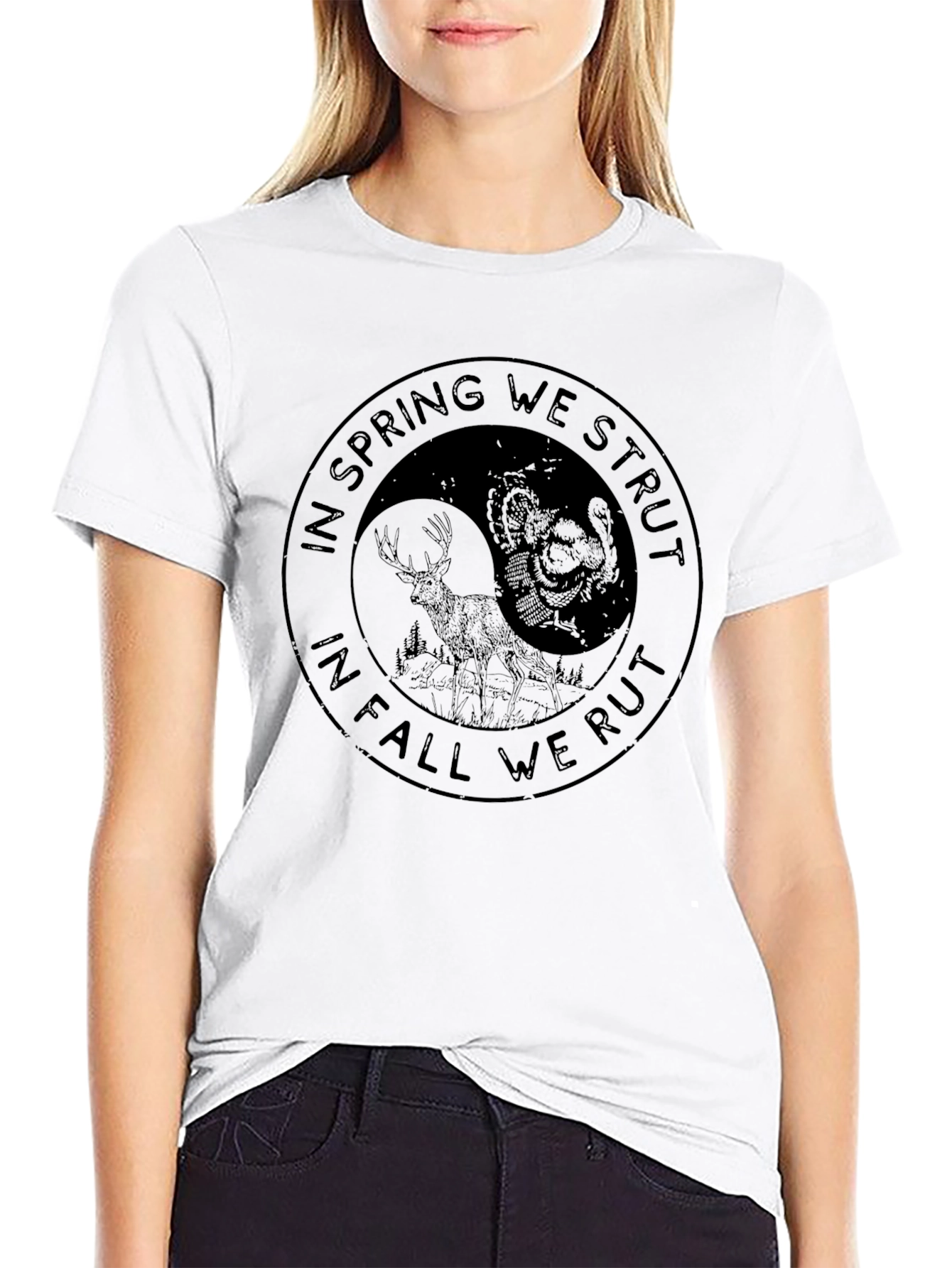 In Spring We Strut Black Graphic Tee