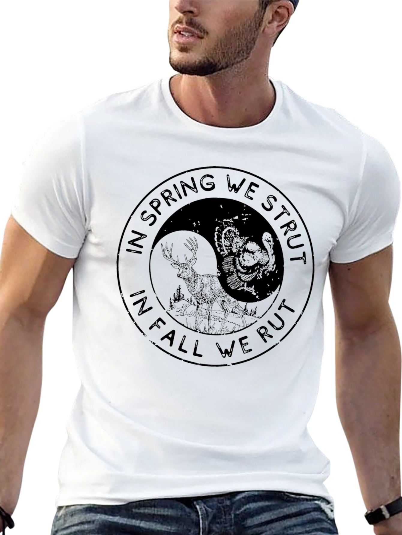 In Spring We Strut Black Graphic Tee