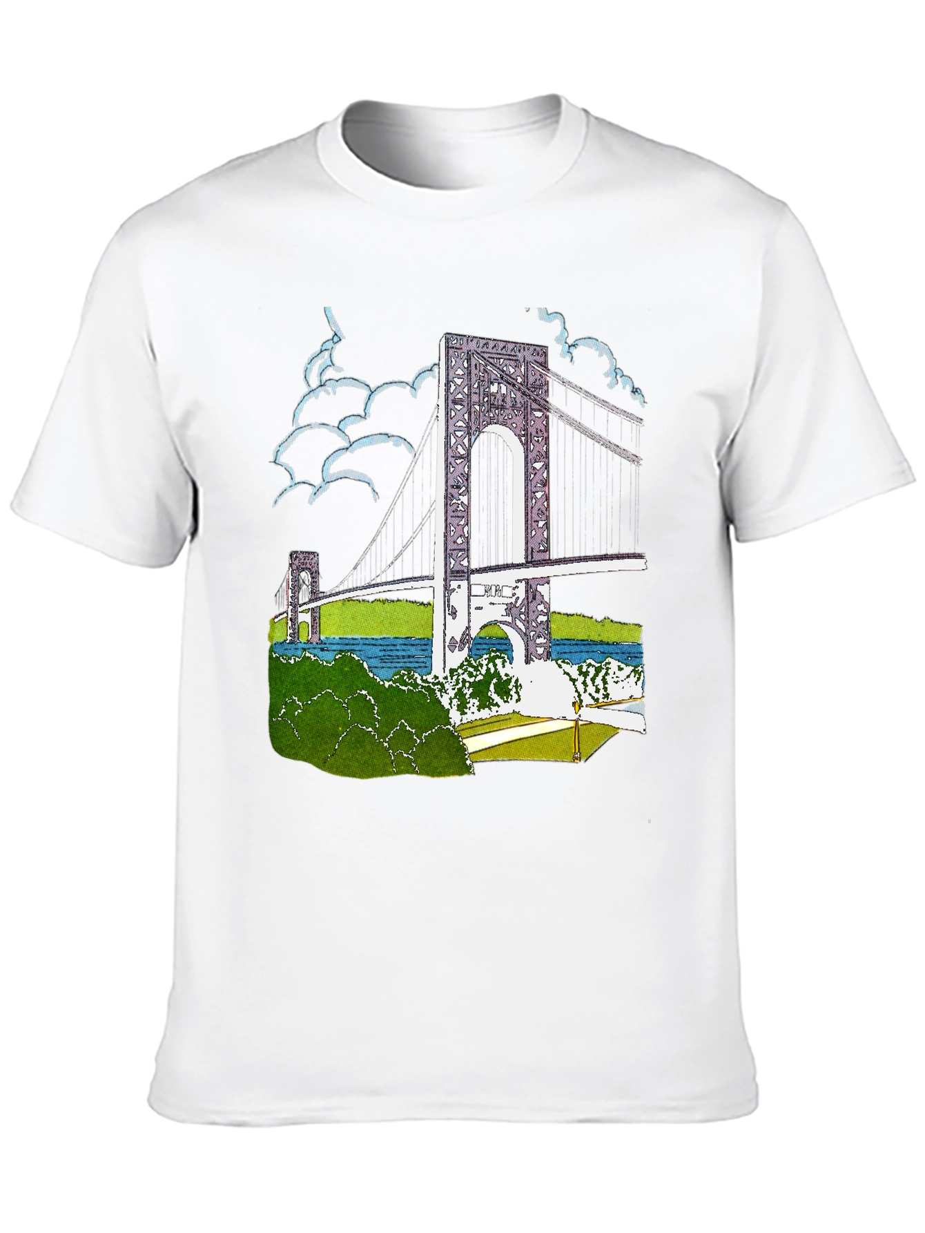 Bridge Print Black Cotton T-Shirt