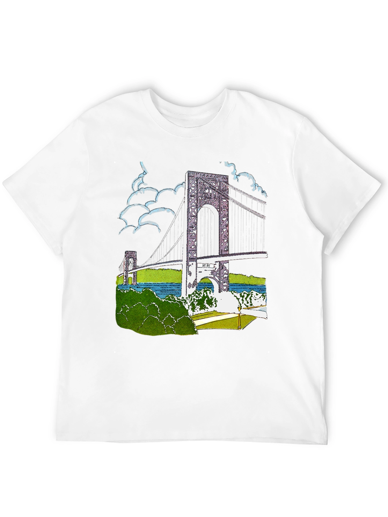 Bridge Print Black Cotton T-Shirt