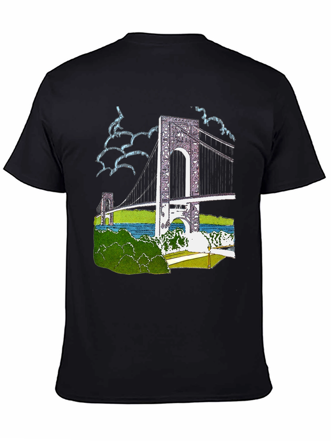 Bridge Print Black Cotton T-Shirt