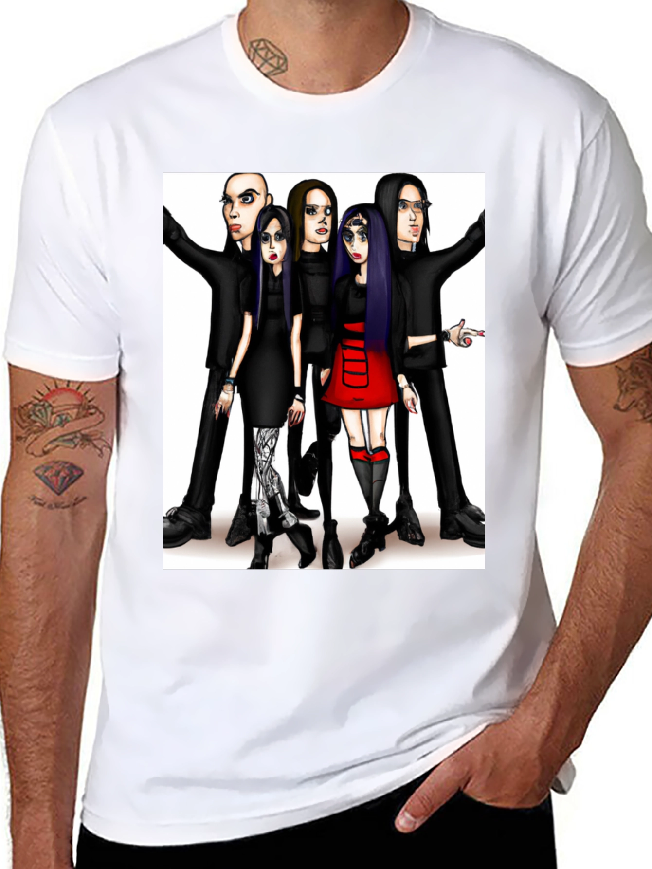 Cartoon Band Black T-Shirt