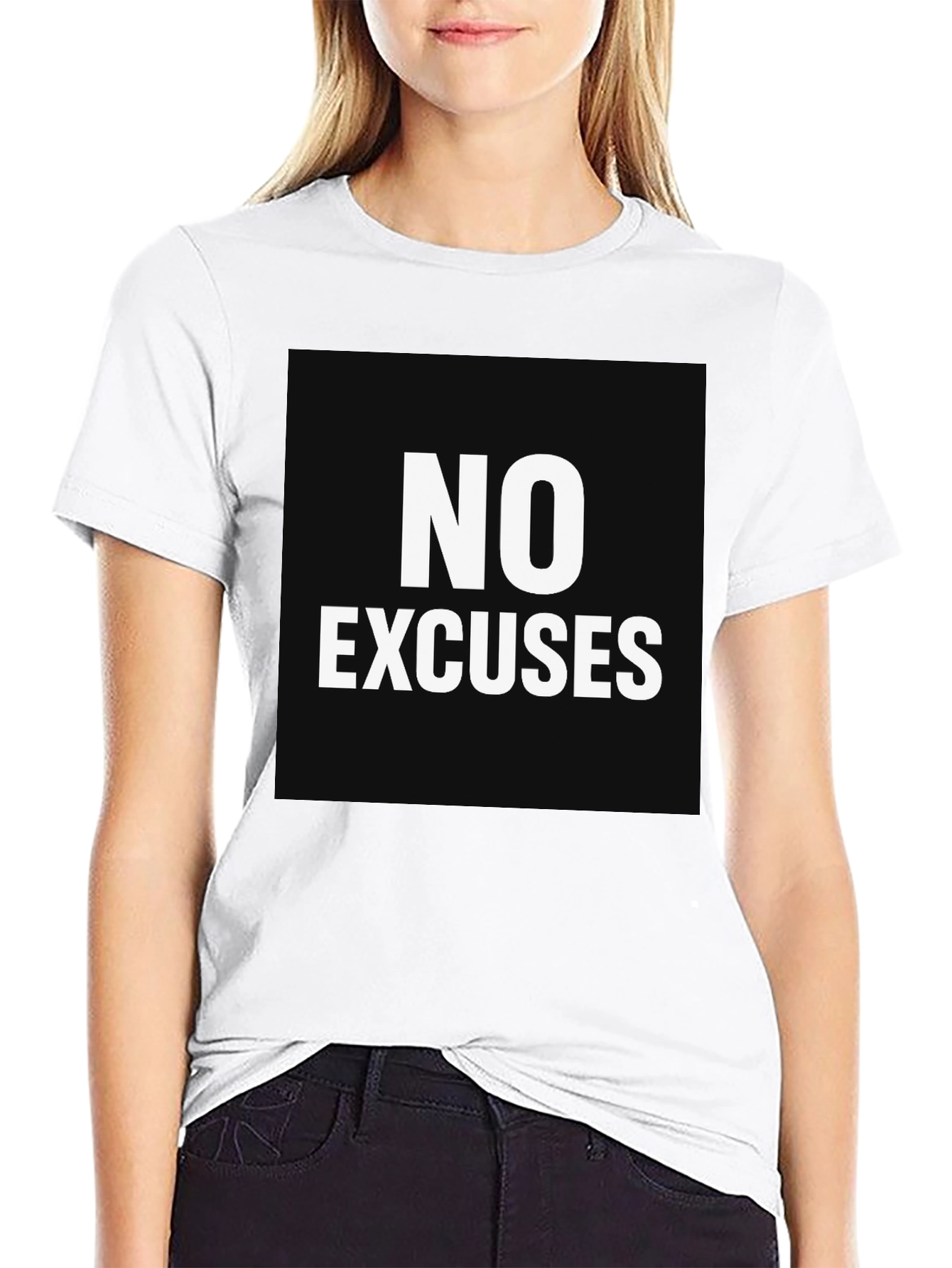 No Excuses Black Graphic Tee - Motivational Shirt
