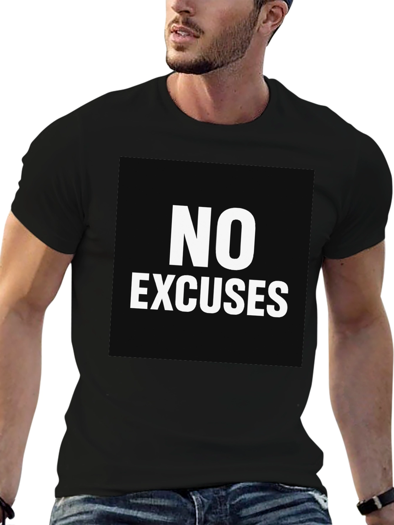 No Excuses Black Graphic Tee - Motivational Shirt