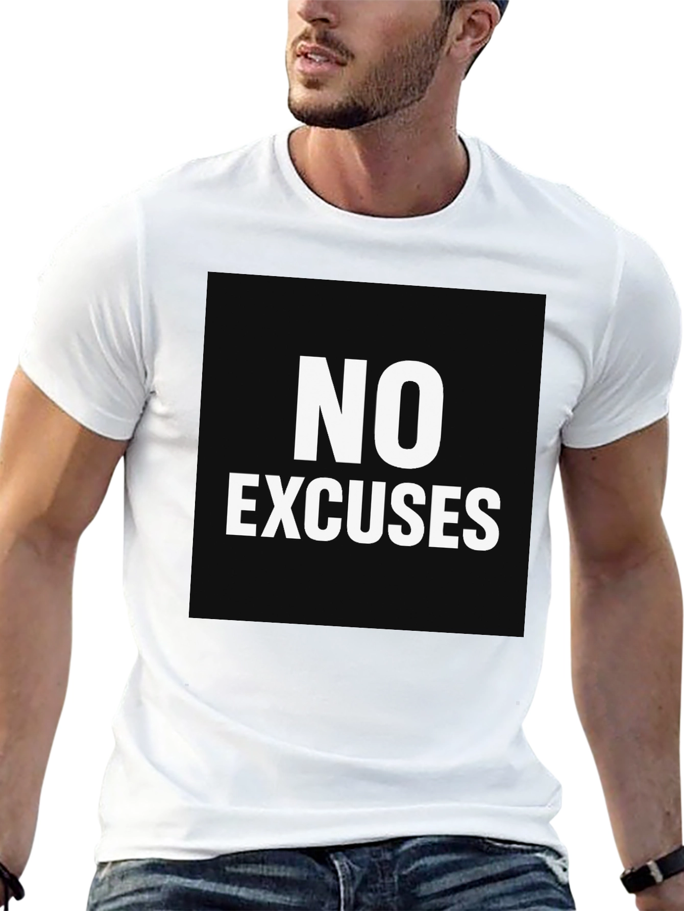 No Excuses Black Graphic Tee - Motivational Shirt