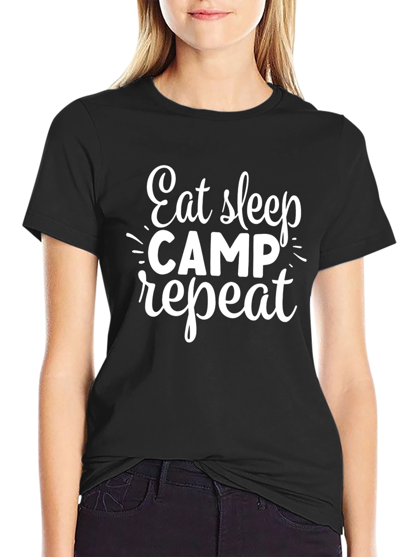 Eat Sleep Camp Repeat Graphic Tee - Camping T-Shirt