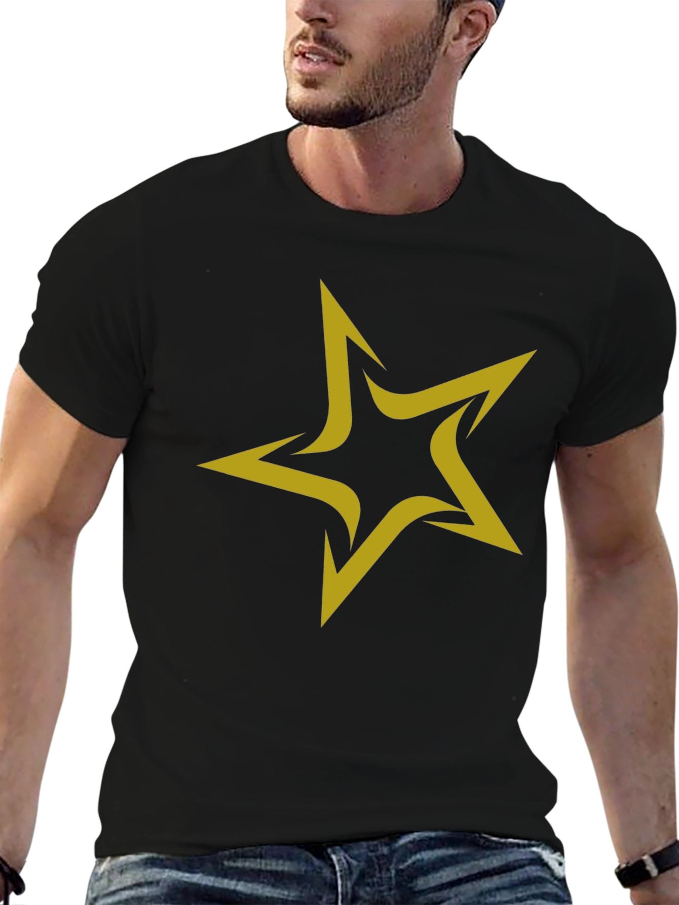 Star Graphic Black T-Shirt for Men