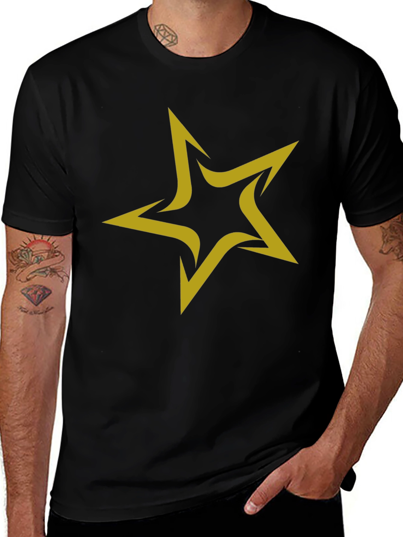 Star Graphic Black T-Shirt for Men