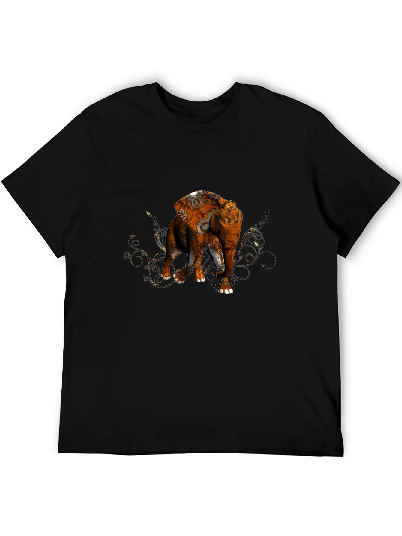 Elephant Steampunk Graphic Black T-Shirt