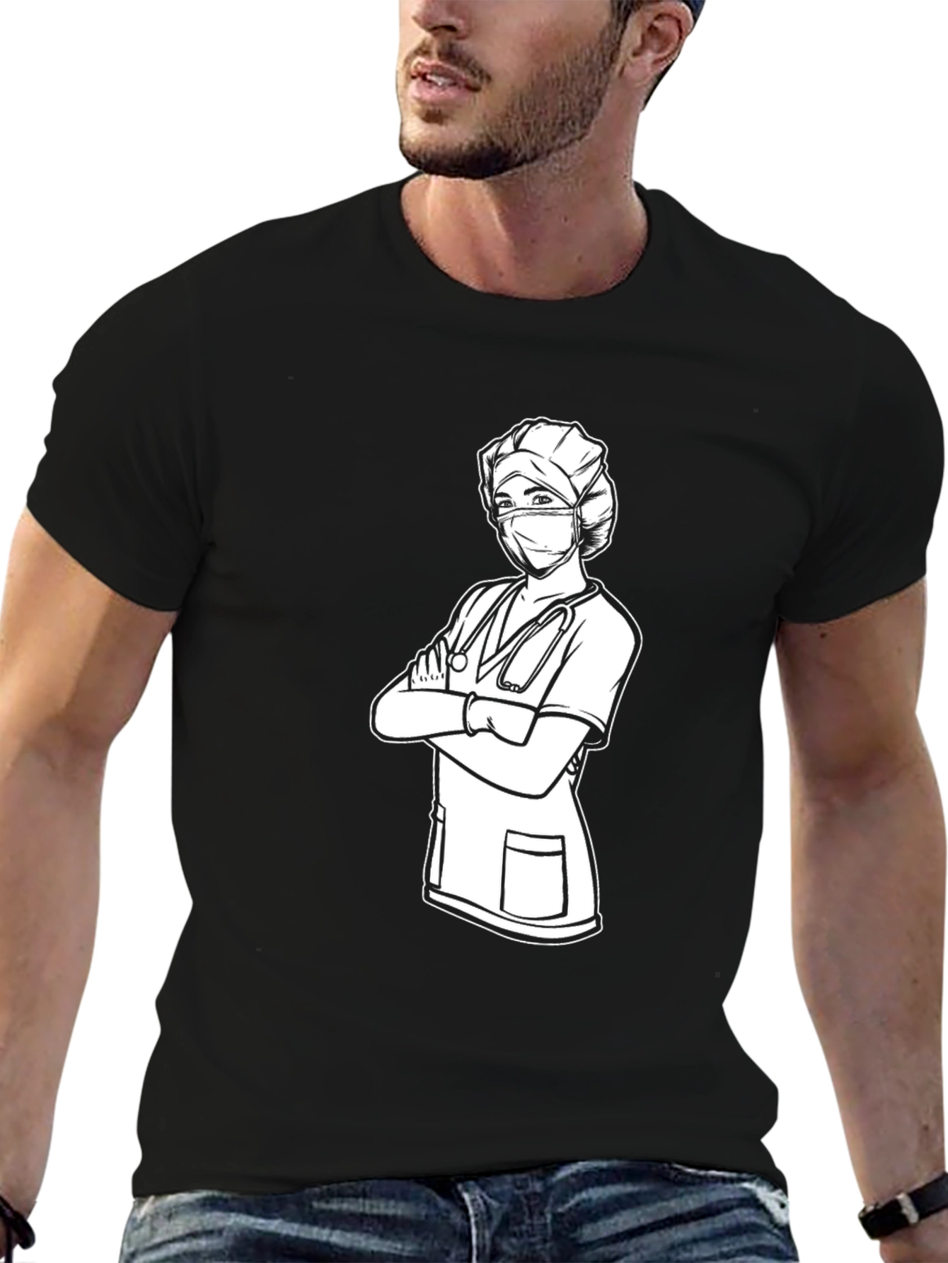 Nurse Graphic T-Shirt - Black Cotton Tee