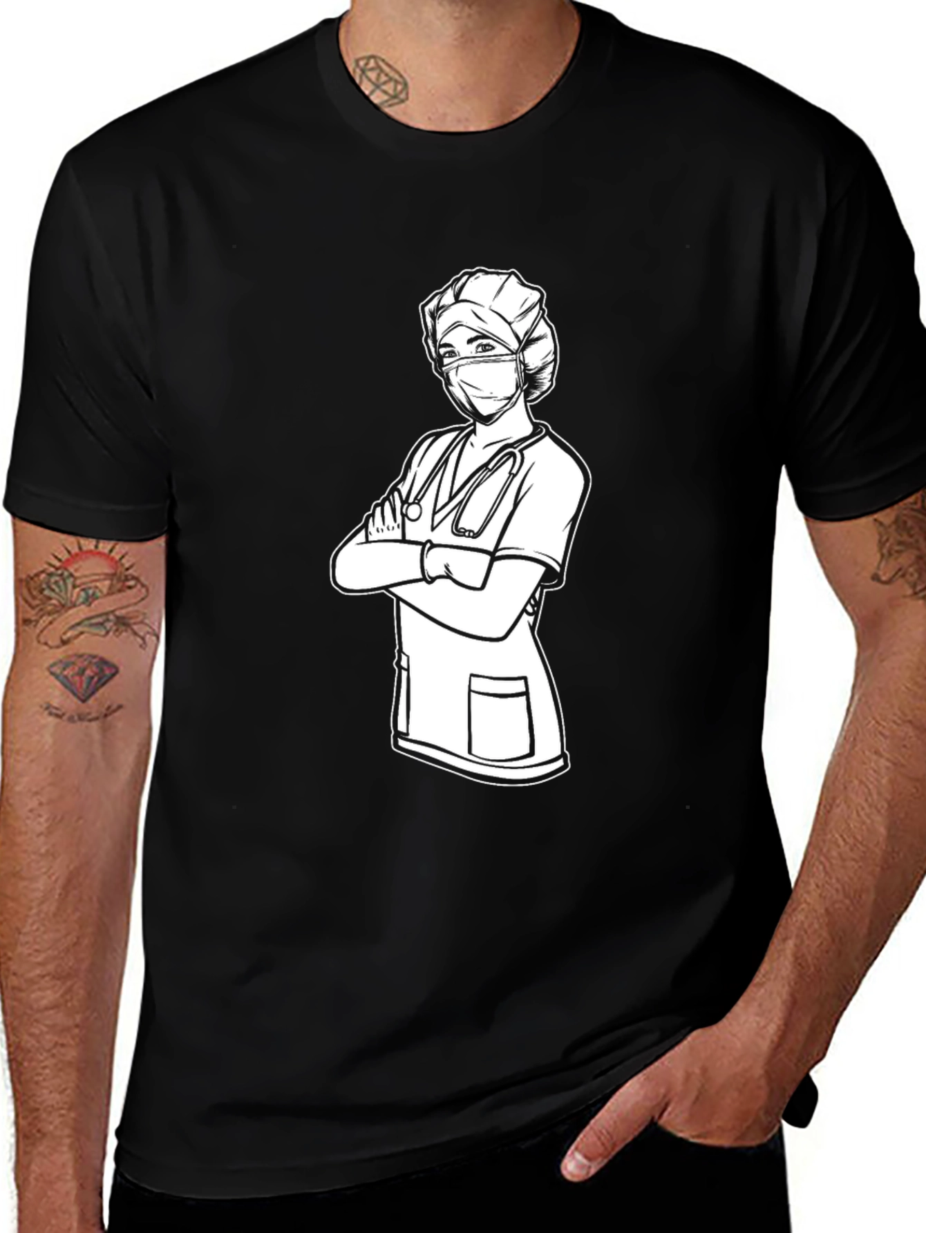 Nurse Graphic T-Shirt - Black Cotton Tee