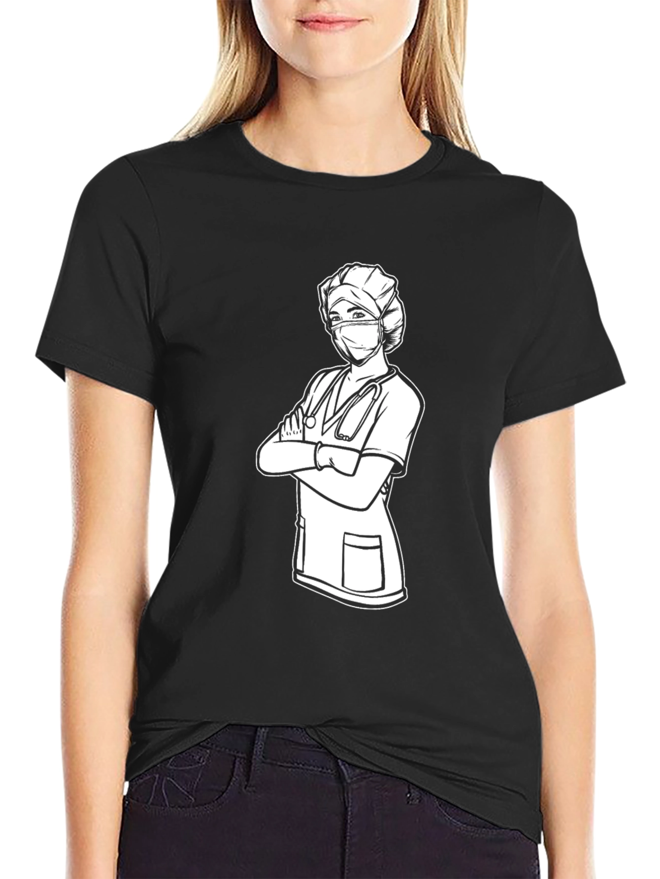 Nurse Graphic T-Shirt - Black Cotton Tee