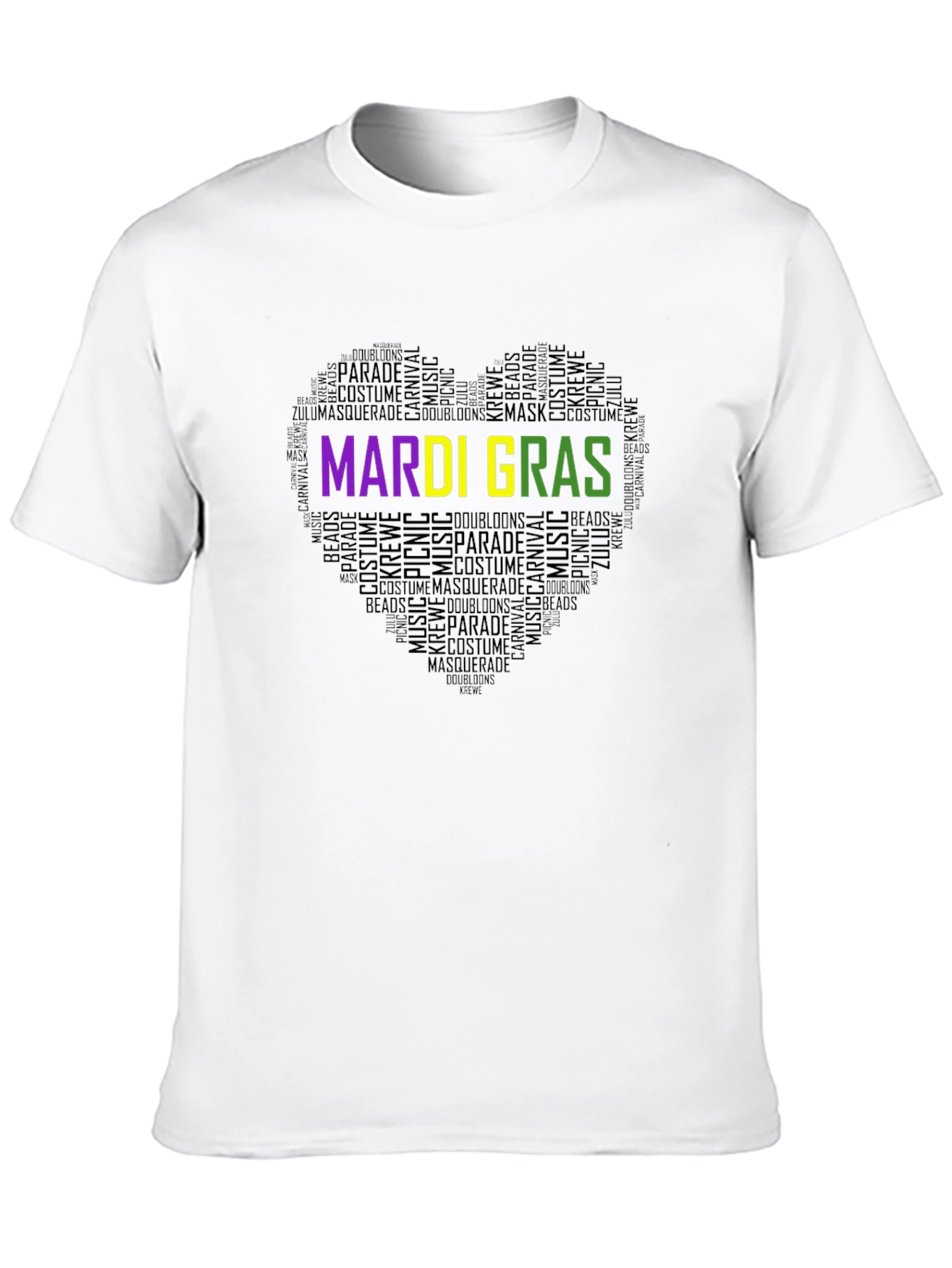 Mardi Gras Heart Word Art T-Shirt