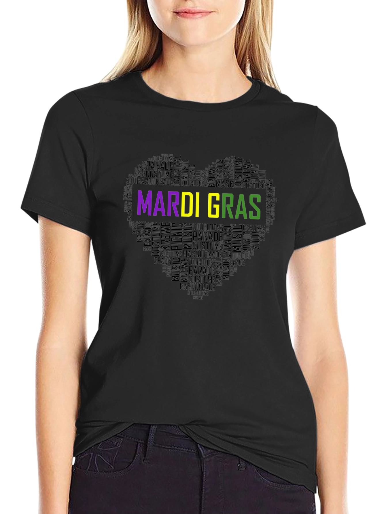 Mardi Gras Heart Word Art T-Shirt