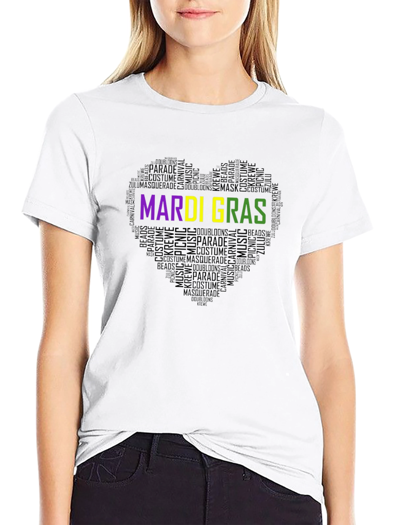 Mardi Gras Heart Word Art T-Shirt