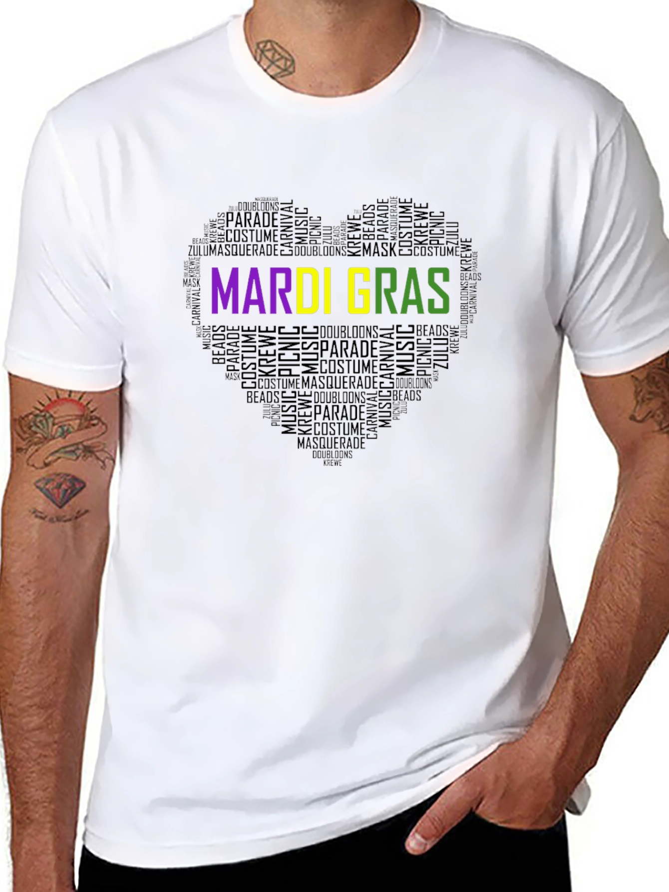 Mardi Gras Heart Word Art T-Shirt
