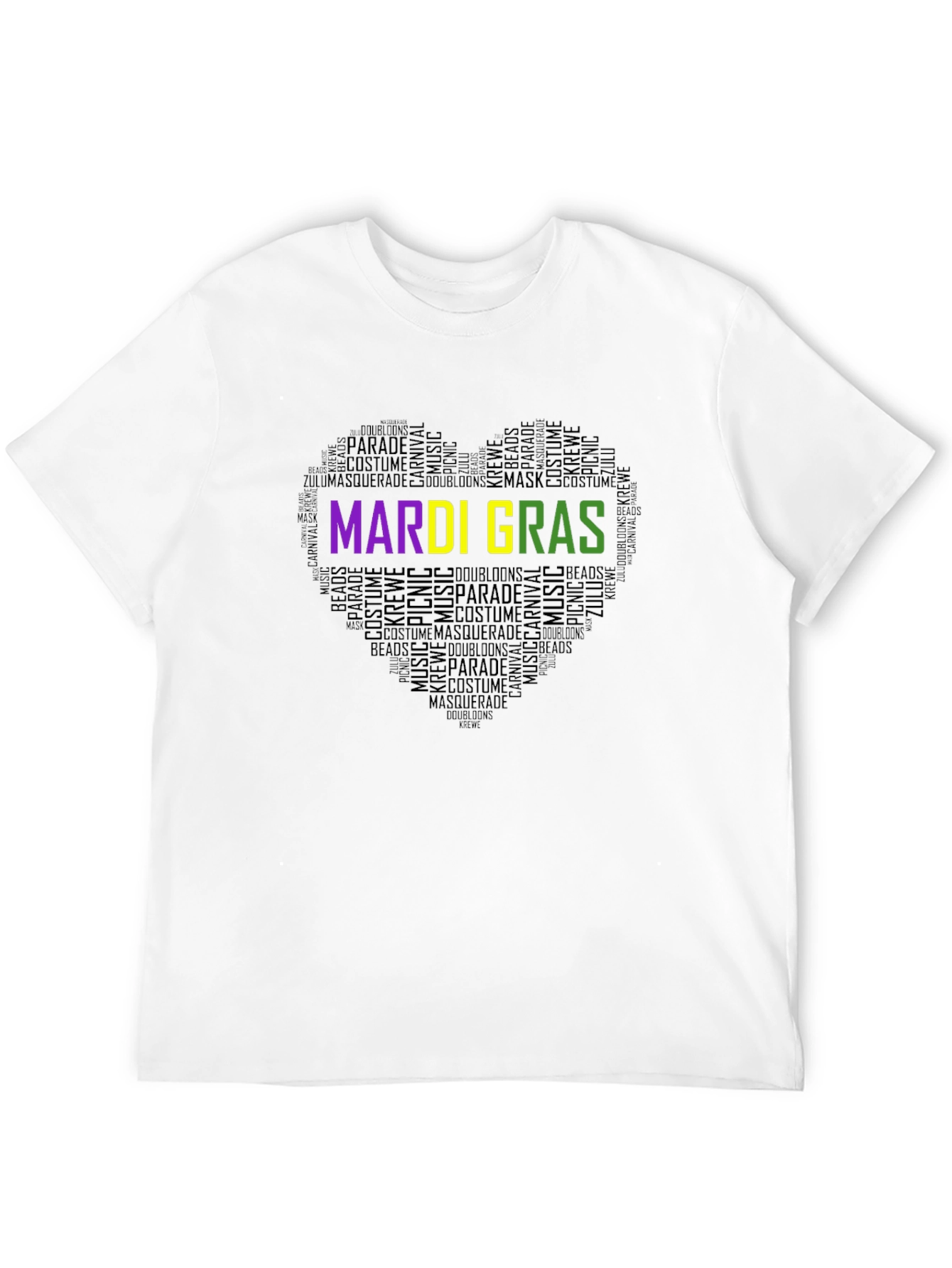 Mardi Gras Heart Word Art T-Shirt