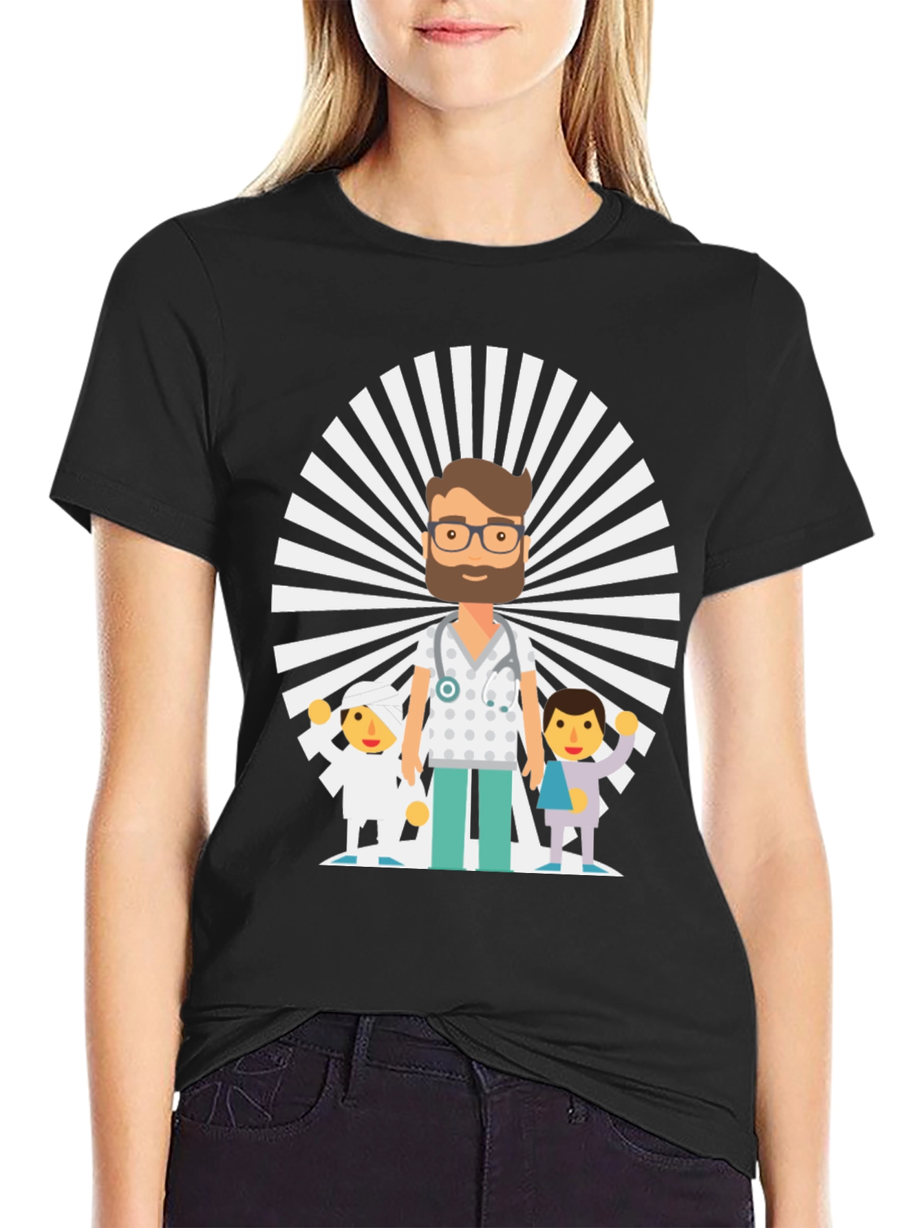 Cartoon Doctor & Patients Graphic Tee