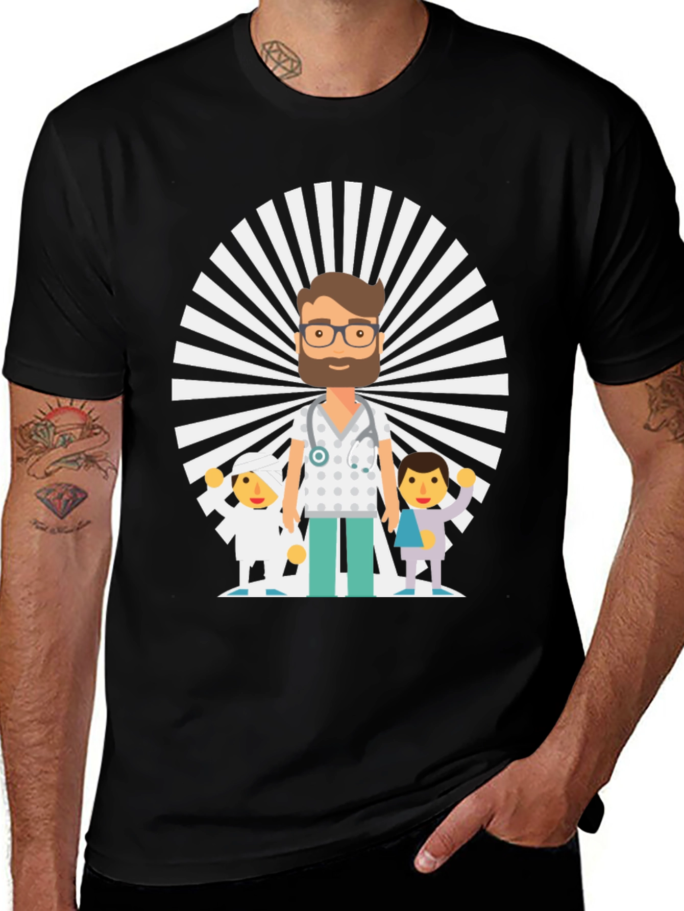 Cartoon Doctor & Patients Graphic Tee