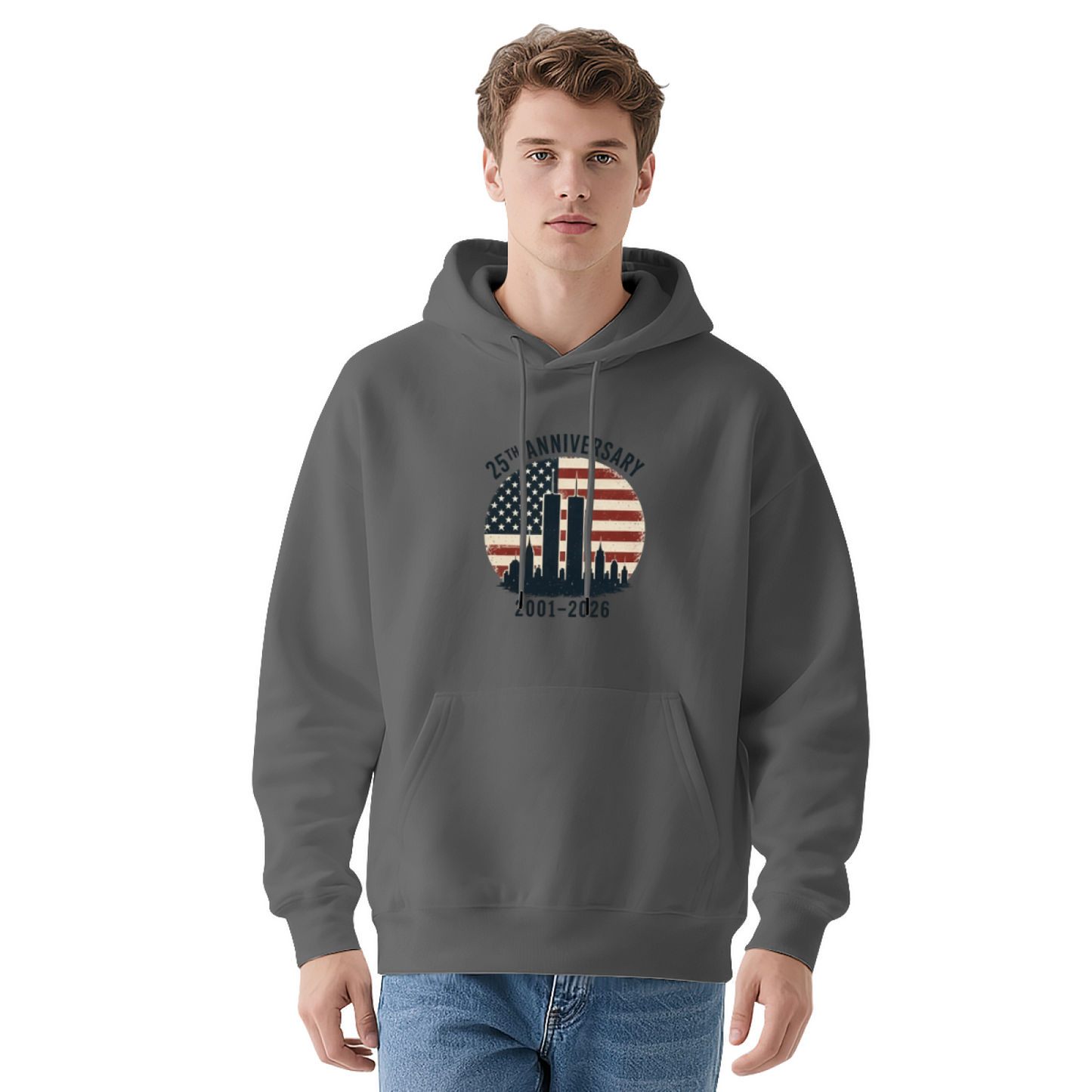 25th Anniversary Circular Retro Flag 9?11 Remembrance Hoodie