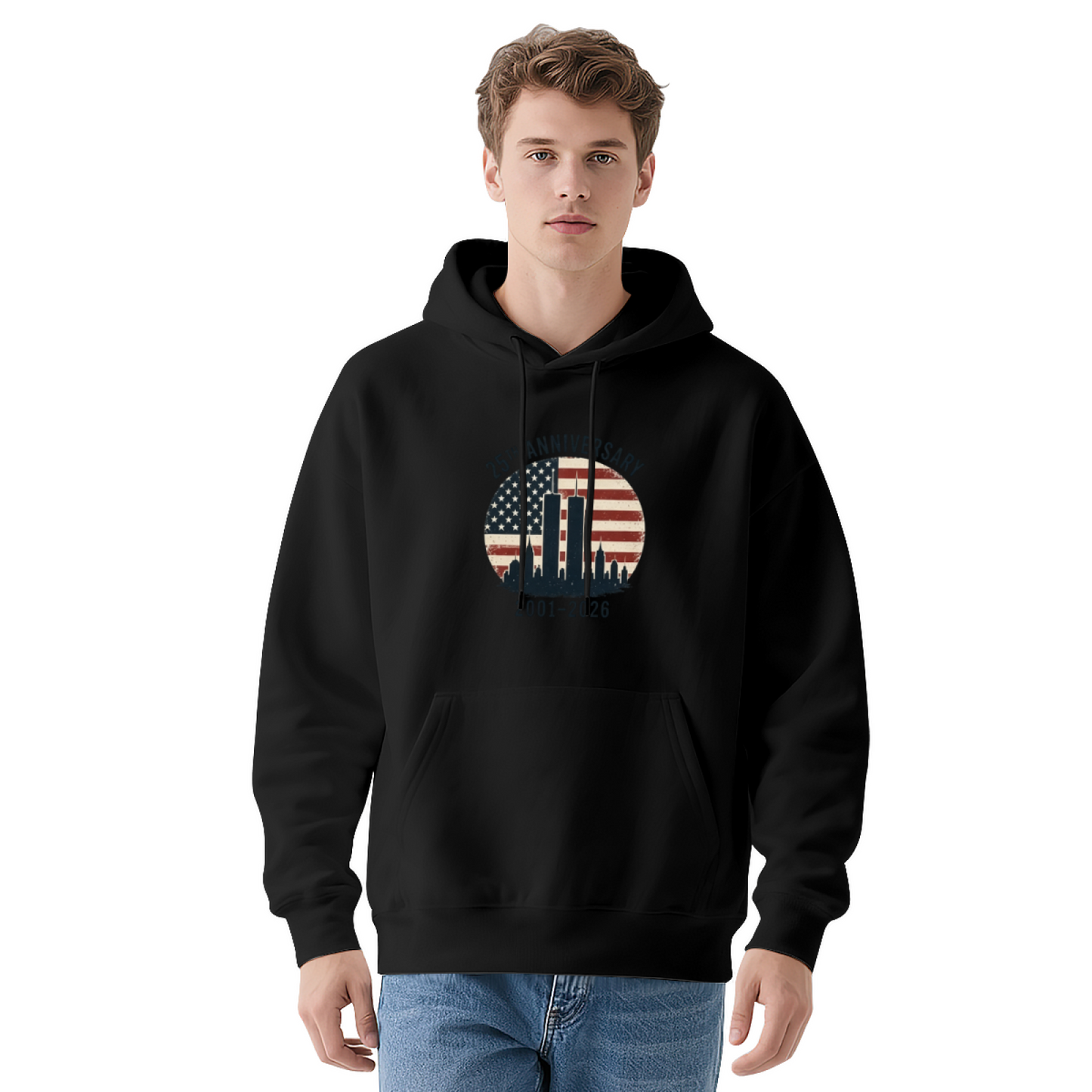 25th Anniversary Circular Retro Flag 9?11 Remembrance Hoodie