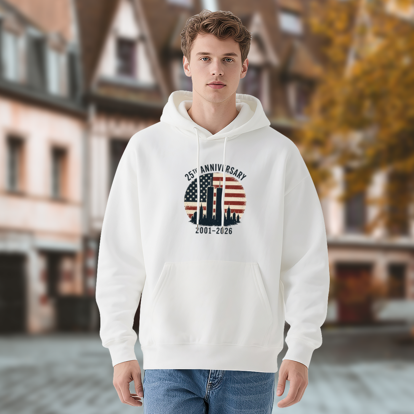 25th Anniversary Circular Retro Flag 9?11 Remembrance Hoodie