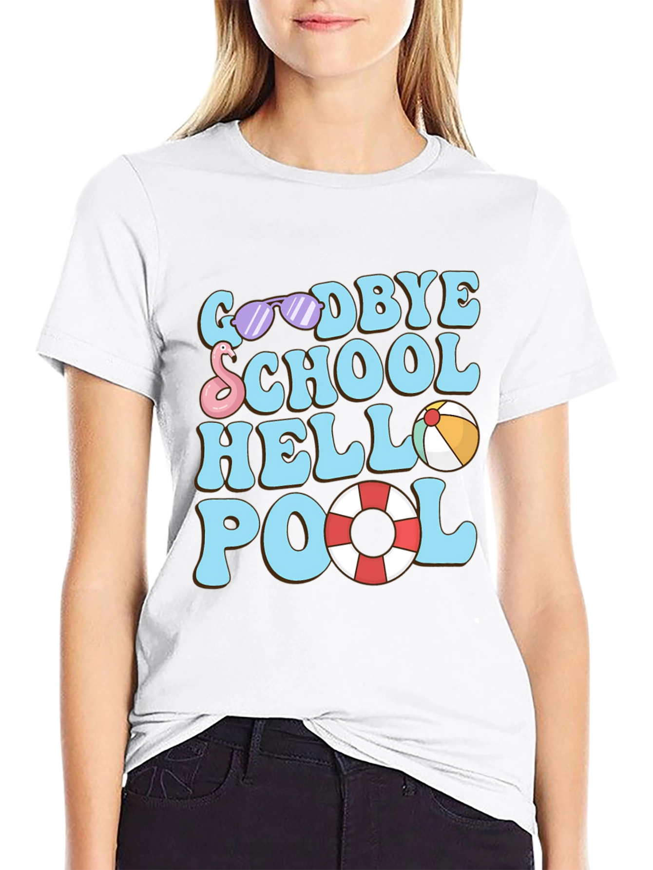 Goodbye School Hello Pool Graphic T-Shirt