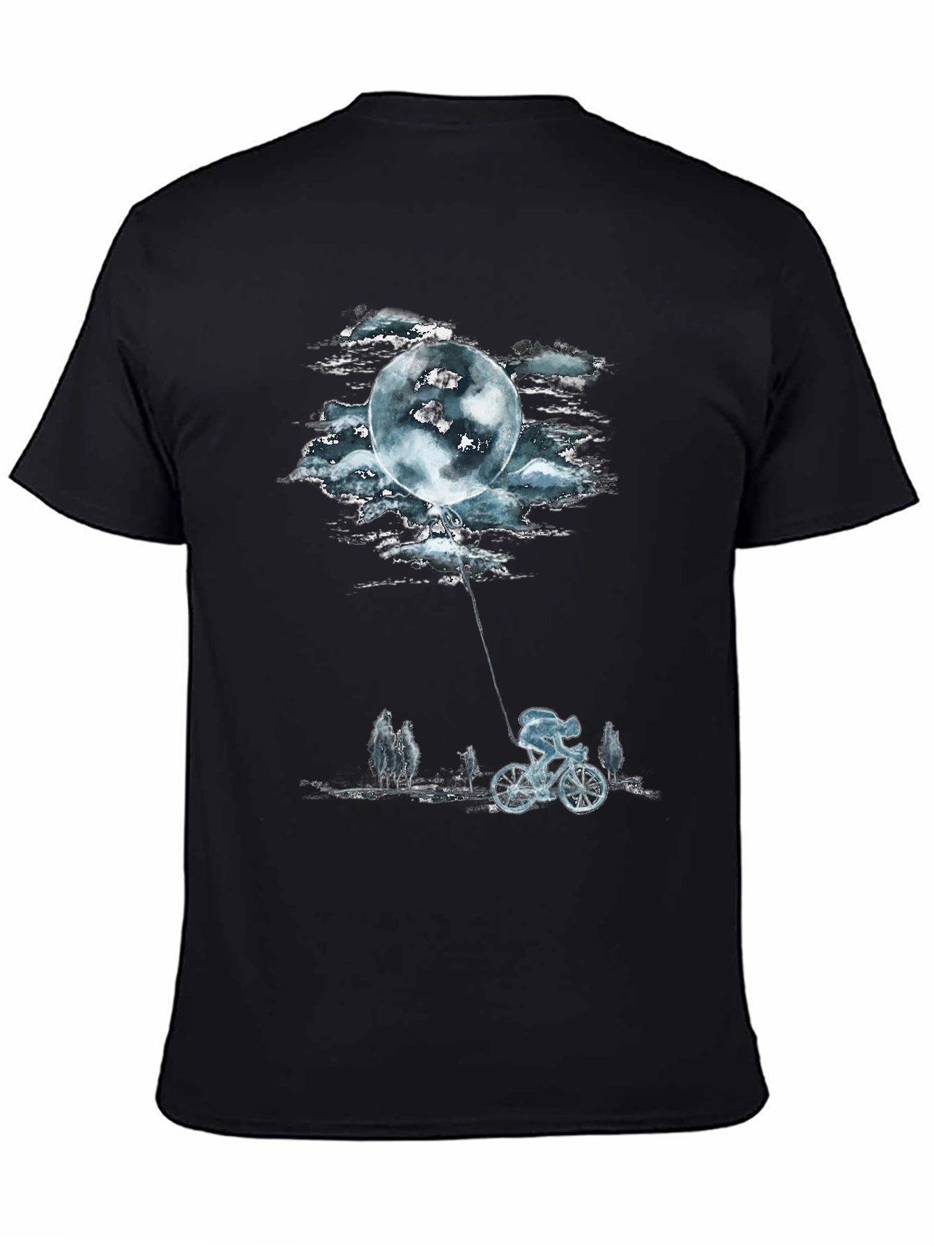 Moon Balloon Cyclist Graphic T-Shirt